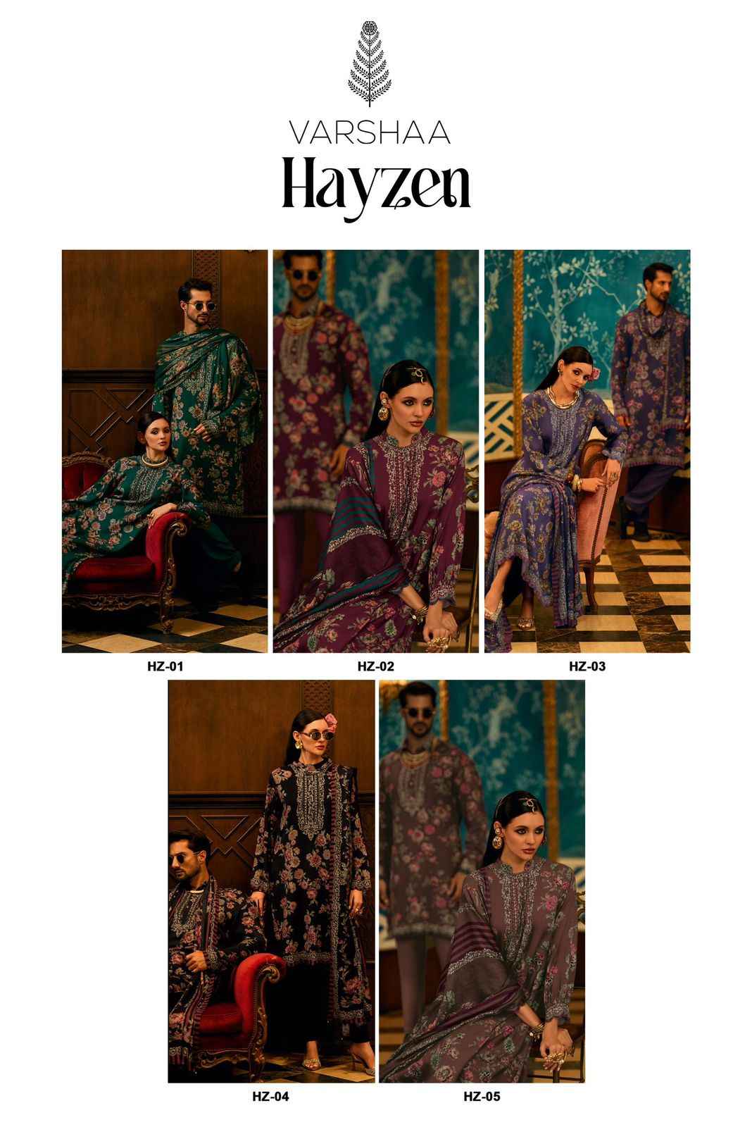 Varshaa Hayzen Viscose Muslin Dress Material 5 pcs Catalogue