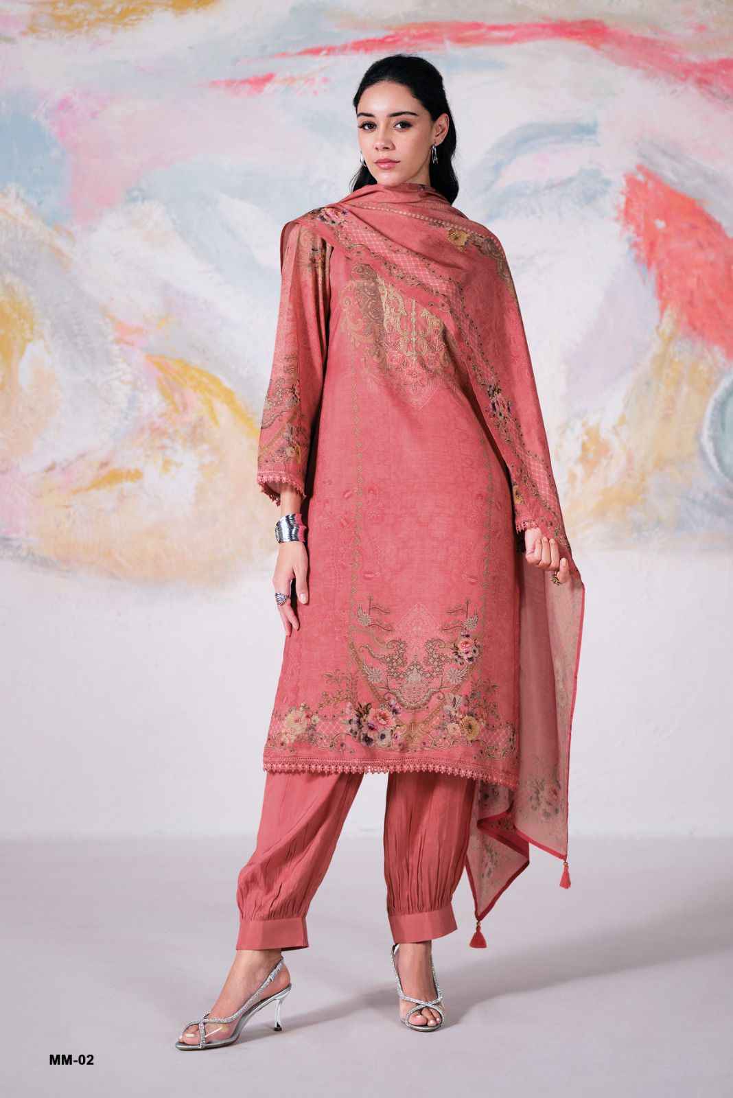 Varshaa Minami Viscose Muslin Dress Material 4 pcs Catalogue