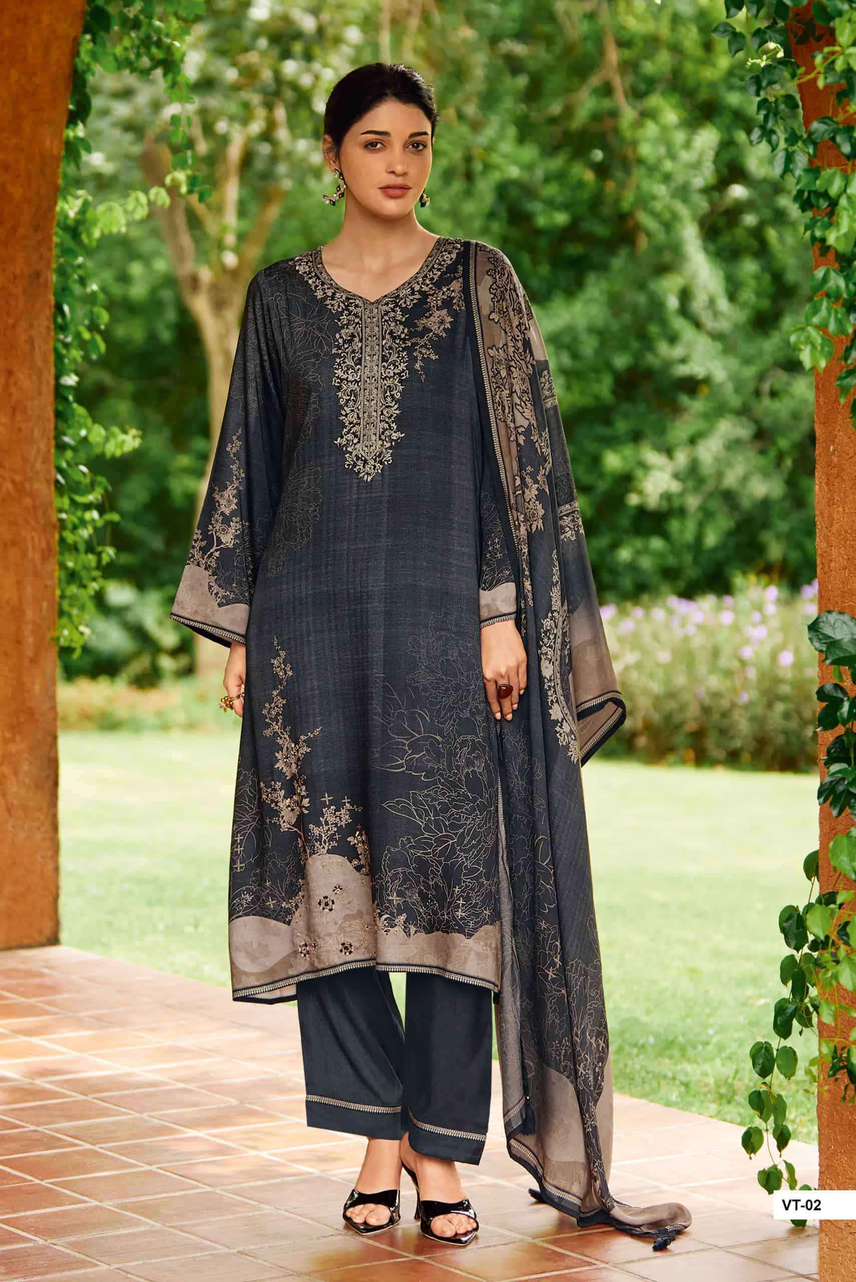 Varshaa Valentina Viscose Muslin Dress Material 4 pcs Catalogue