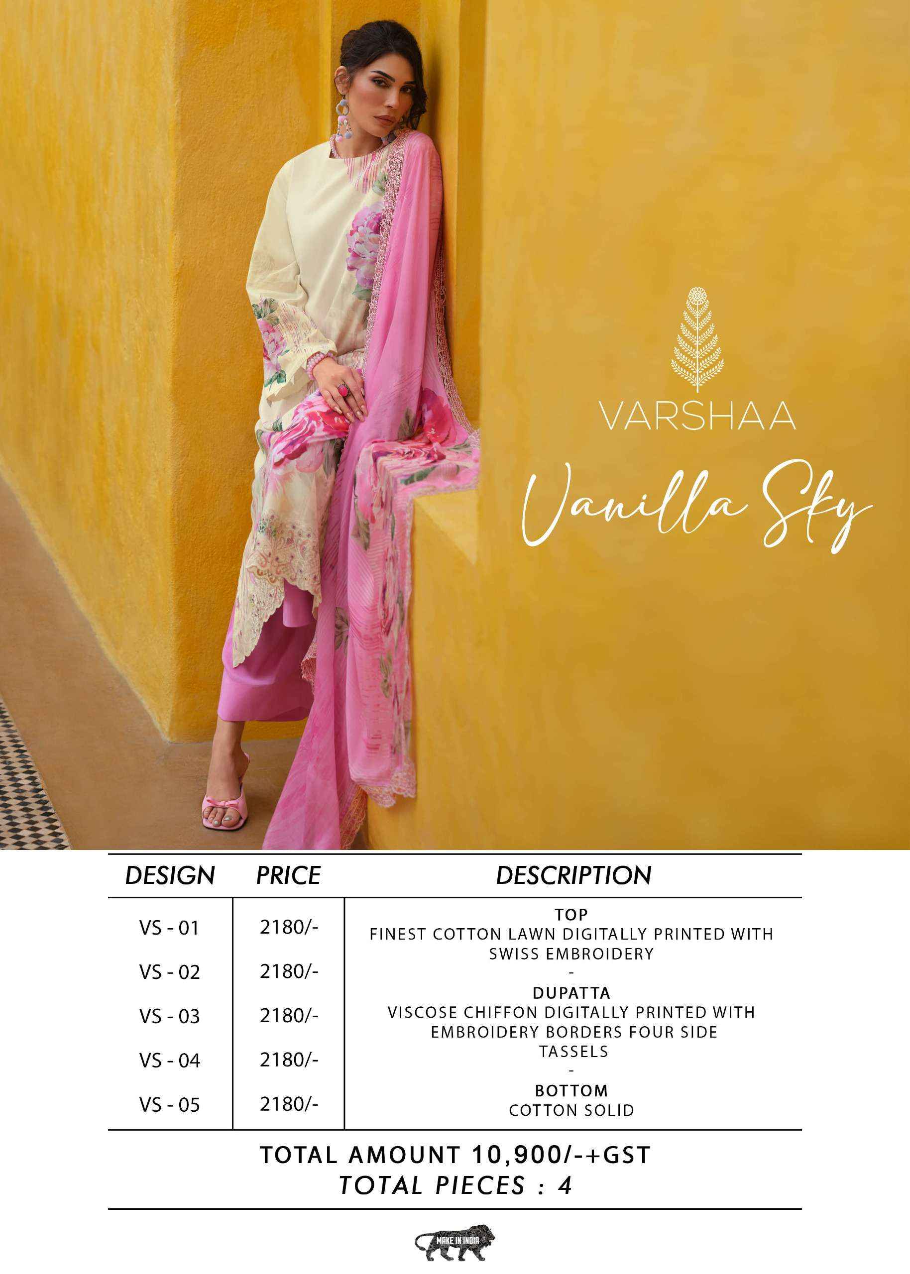 Varshaa Vanilla Sky Cotton Dress Material 5 pcs Catalogue