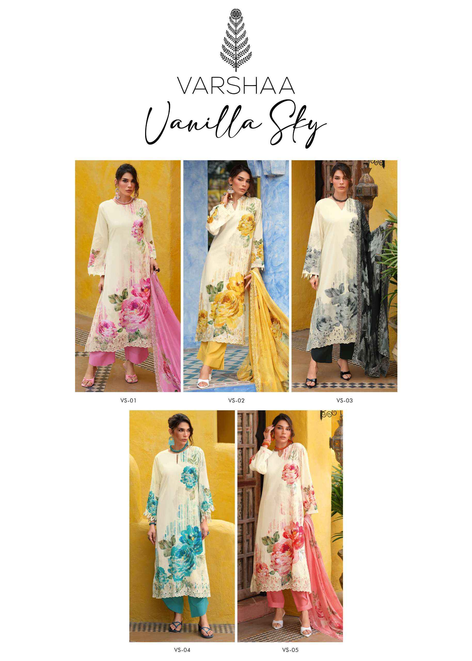 Varshaa Vanilla Sky Cotton Dress Material 5 pcs Catalogue