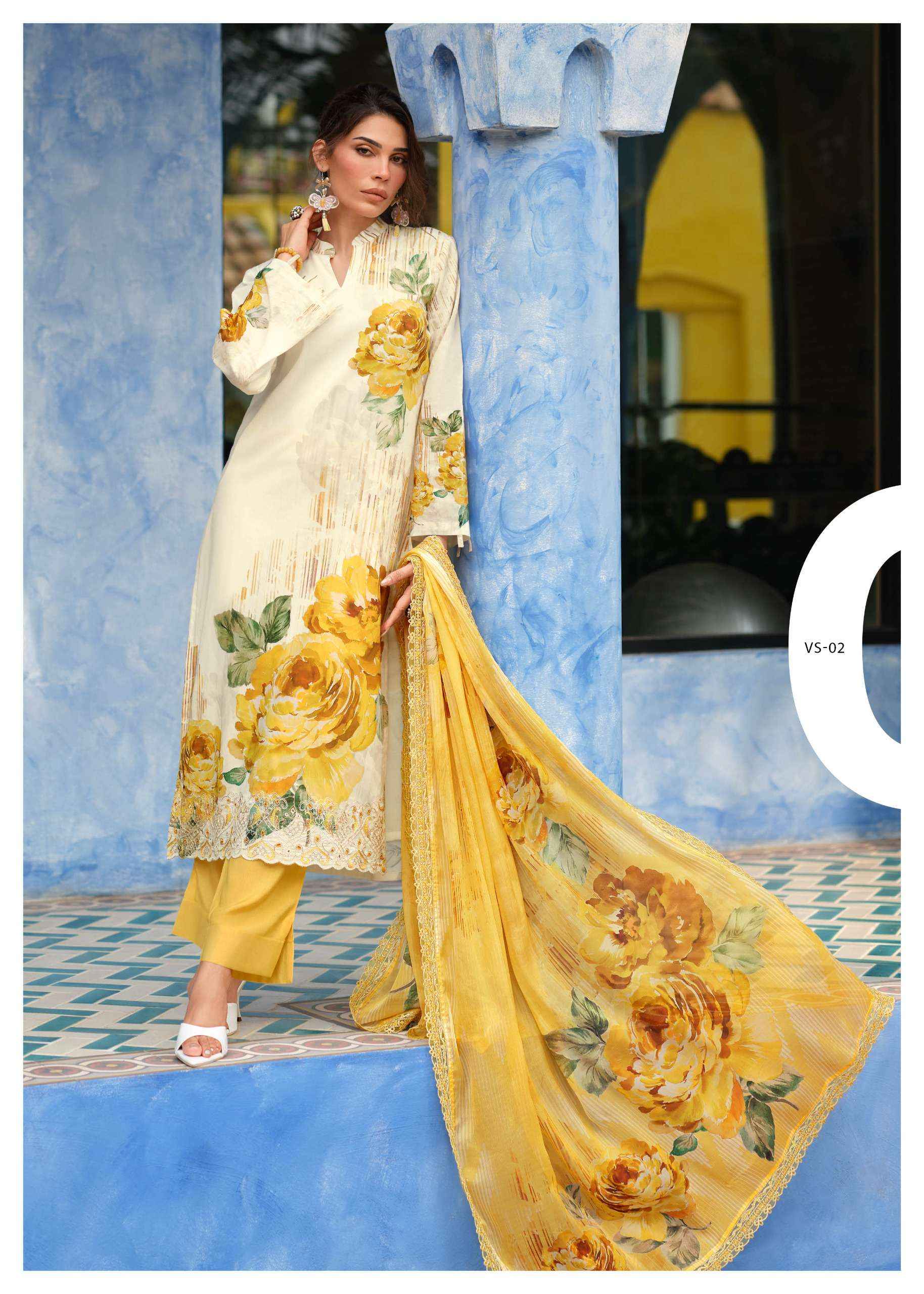 Varshaa Vanilla Sky Cotton Dress Material 5 pcs Catalogue