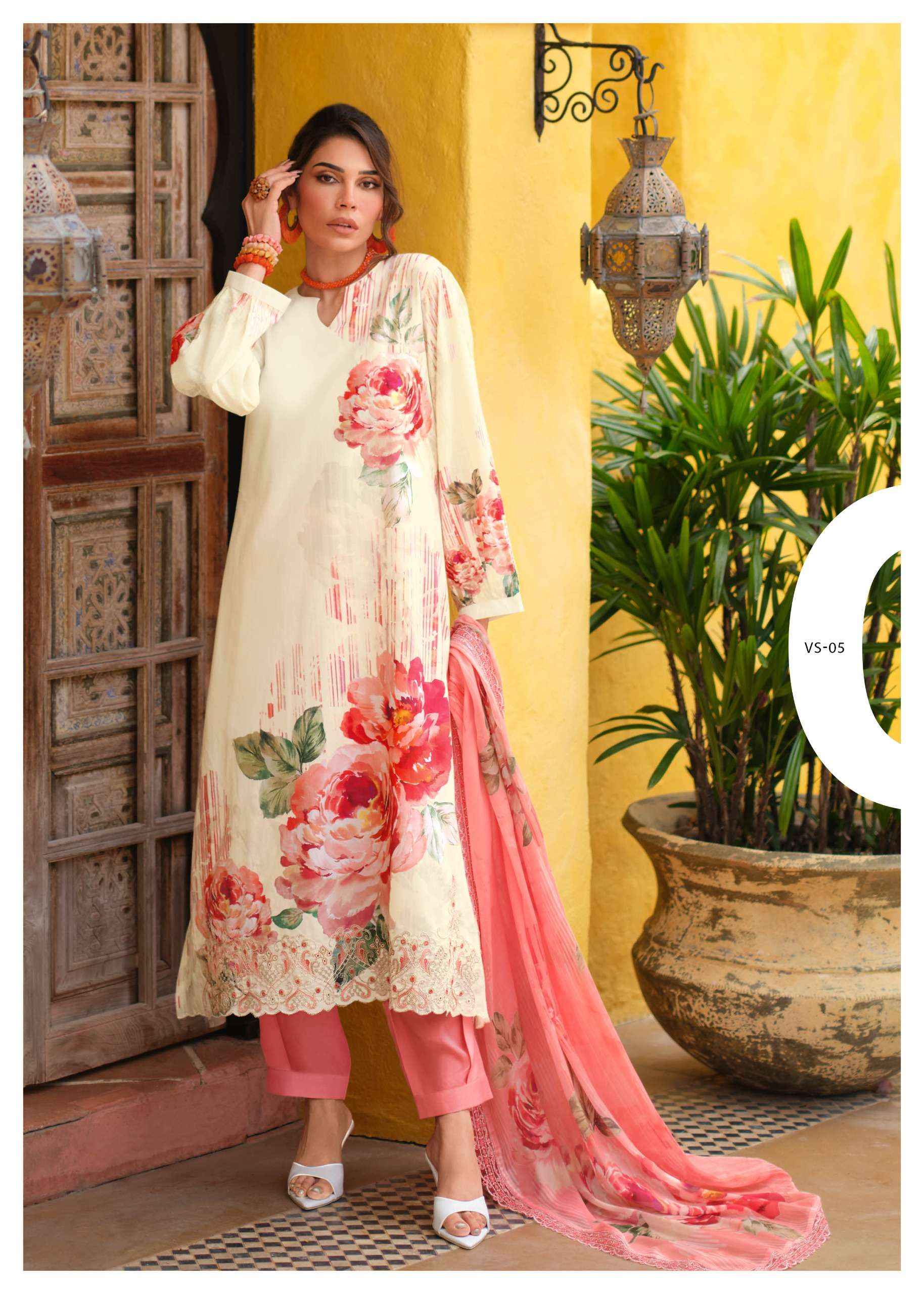 Varshaa Vanilla Sky Cotton Dress Material 5 pcs Catalogue