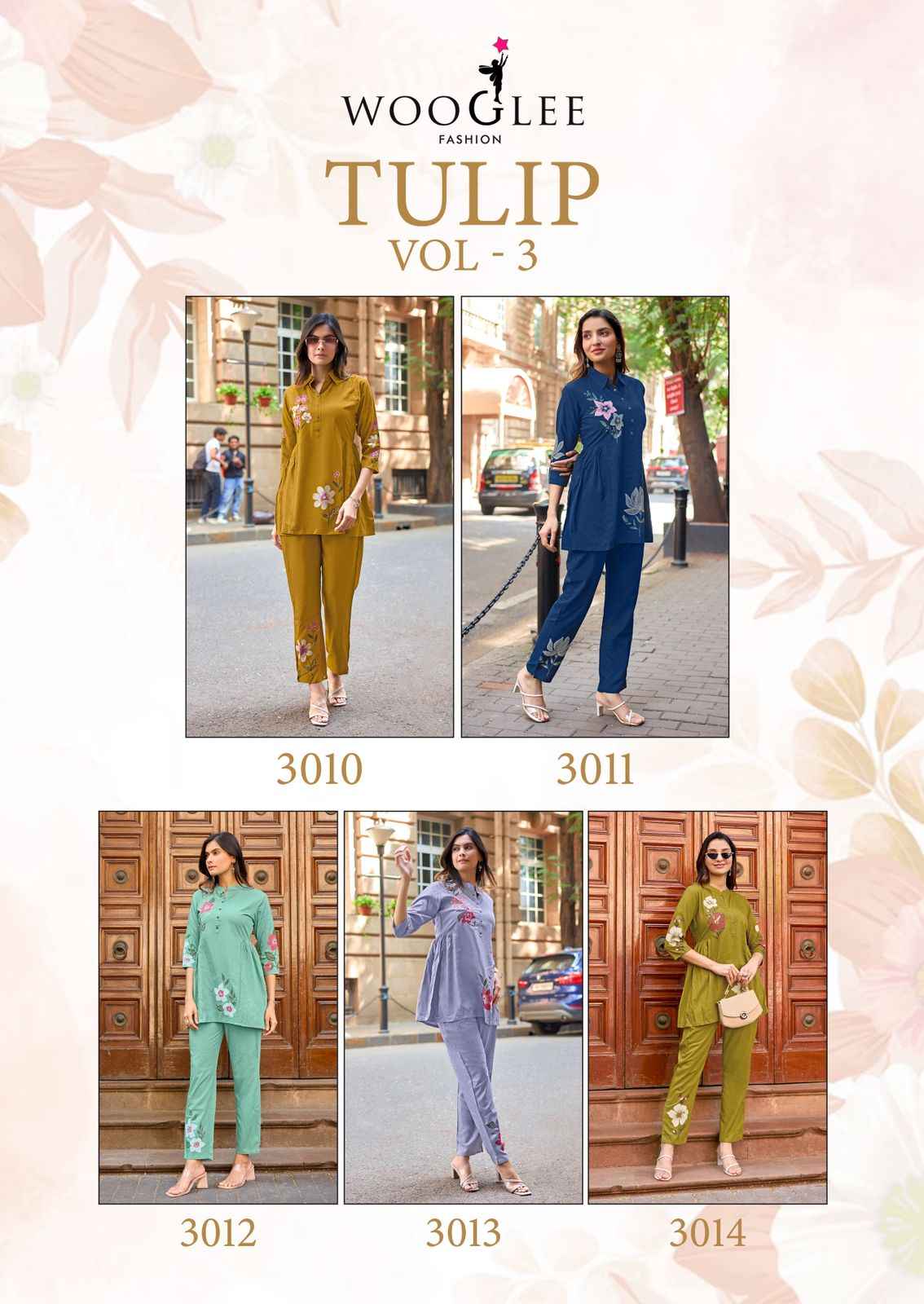Wooglee Tulip Vol 3 Rayon Co ord Set 5 pcs Catalogue