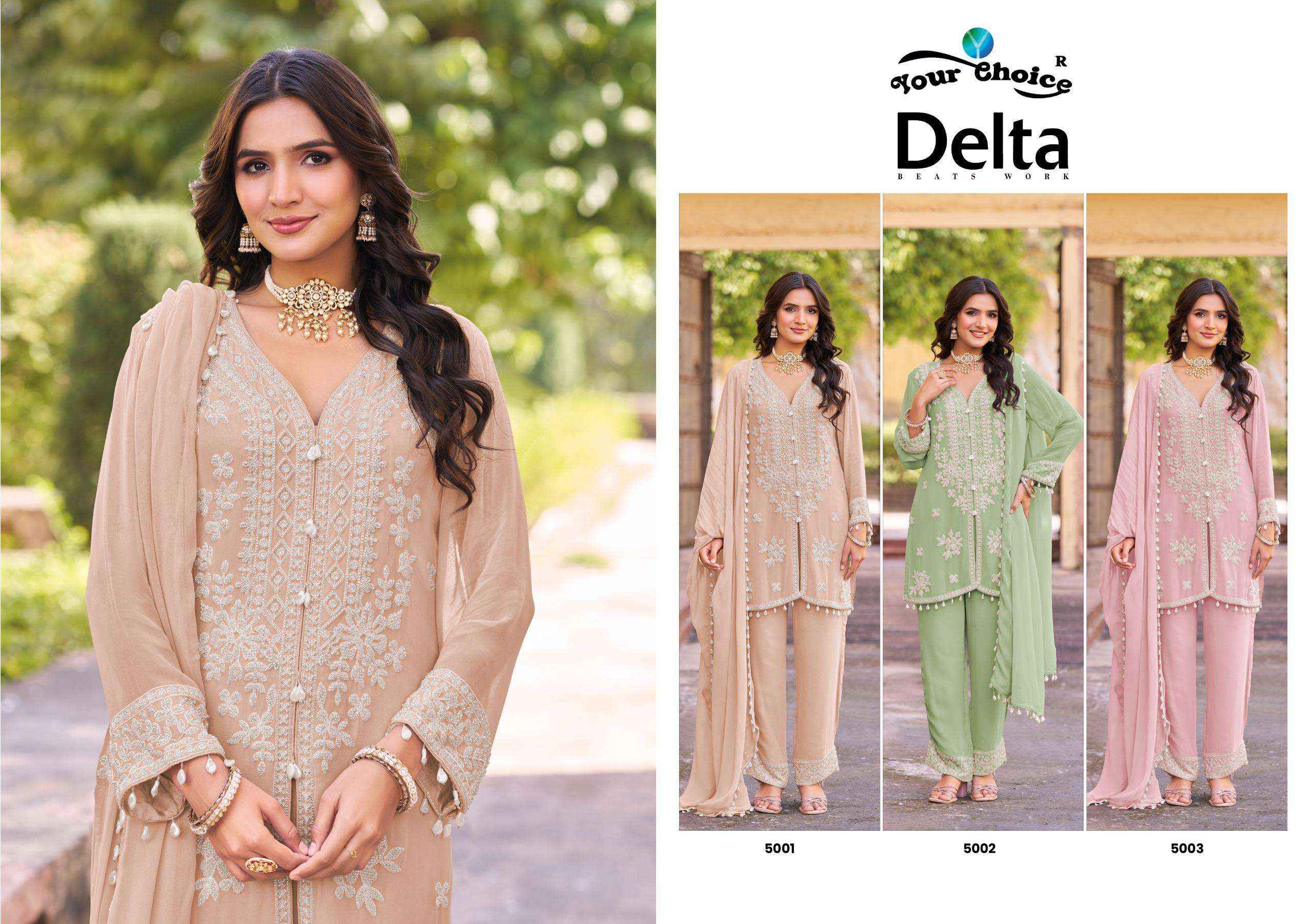 Your Choice Delta Readymade Chinon Dress 3 pcs Catalogue