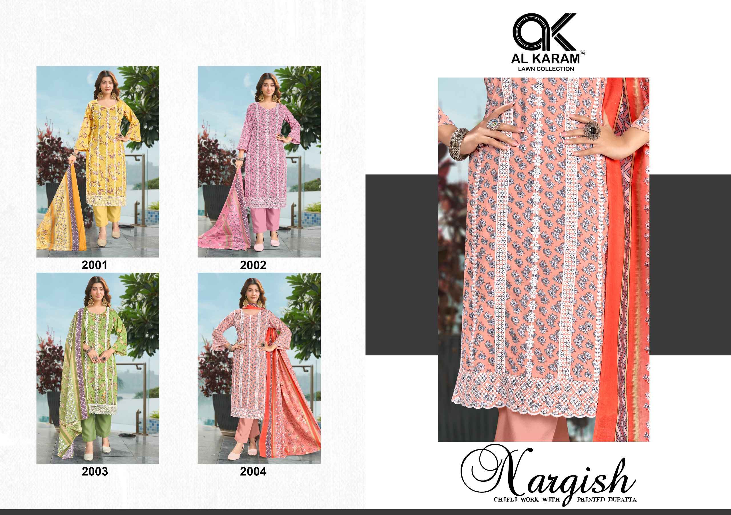 Al Karam Nargis Cotton Dress Material 4 pcs Catalogue