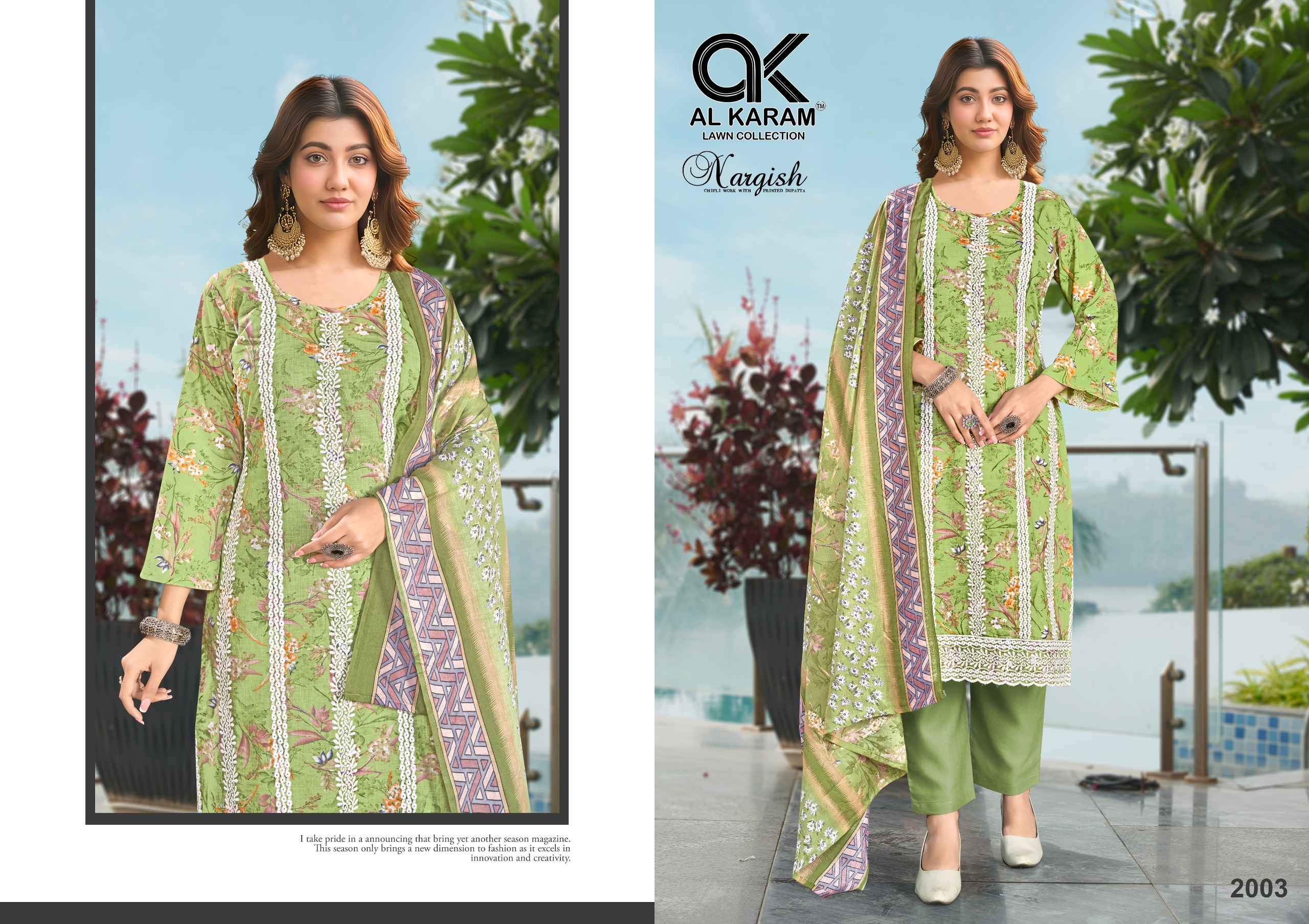 Al Karam Nargis Cotton Dress Material 4 pcs Catalogue