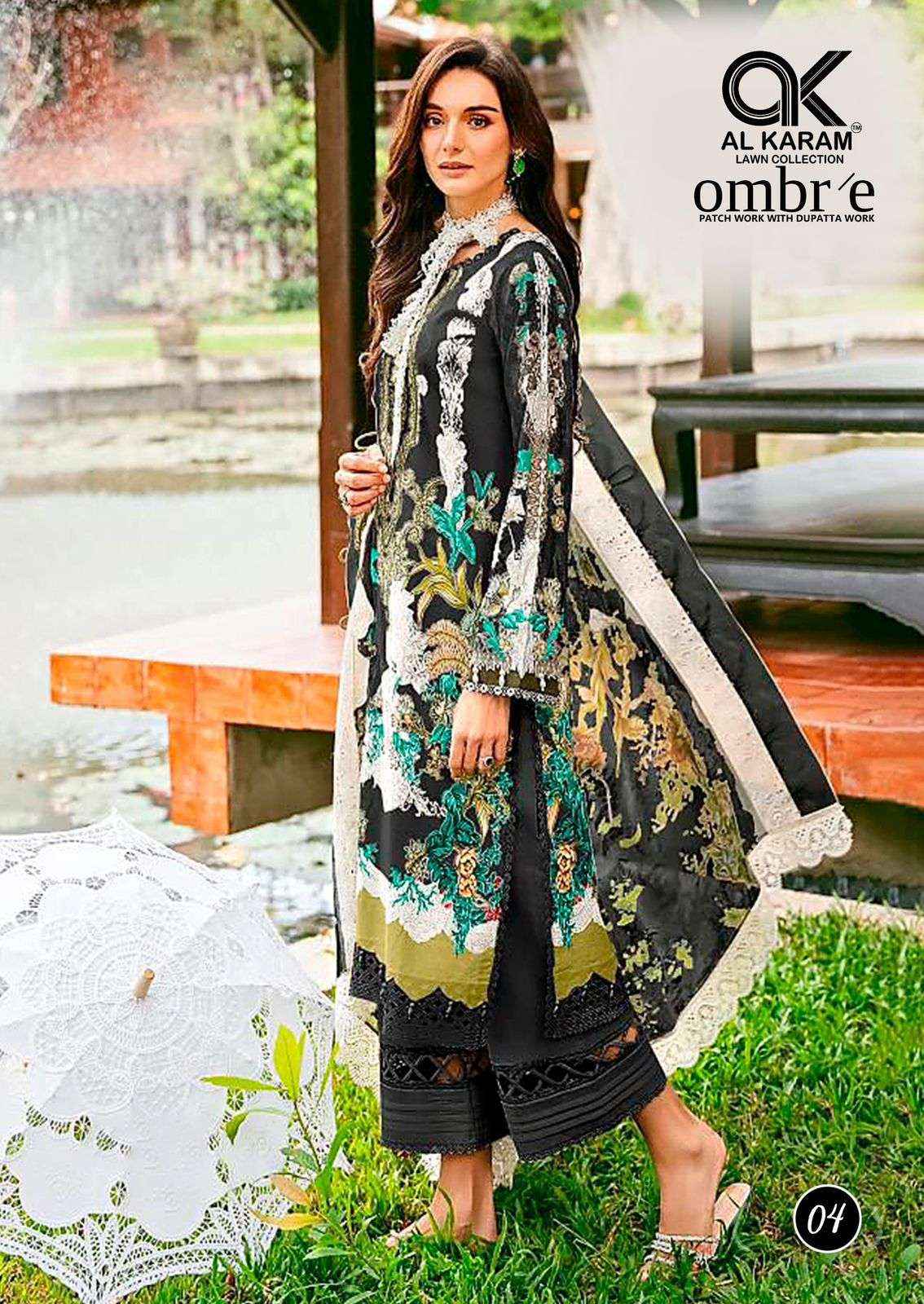 Al Karam Ombre Lawn Cotton Dress Material 6 pcs Catalogue