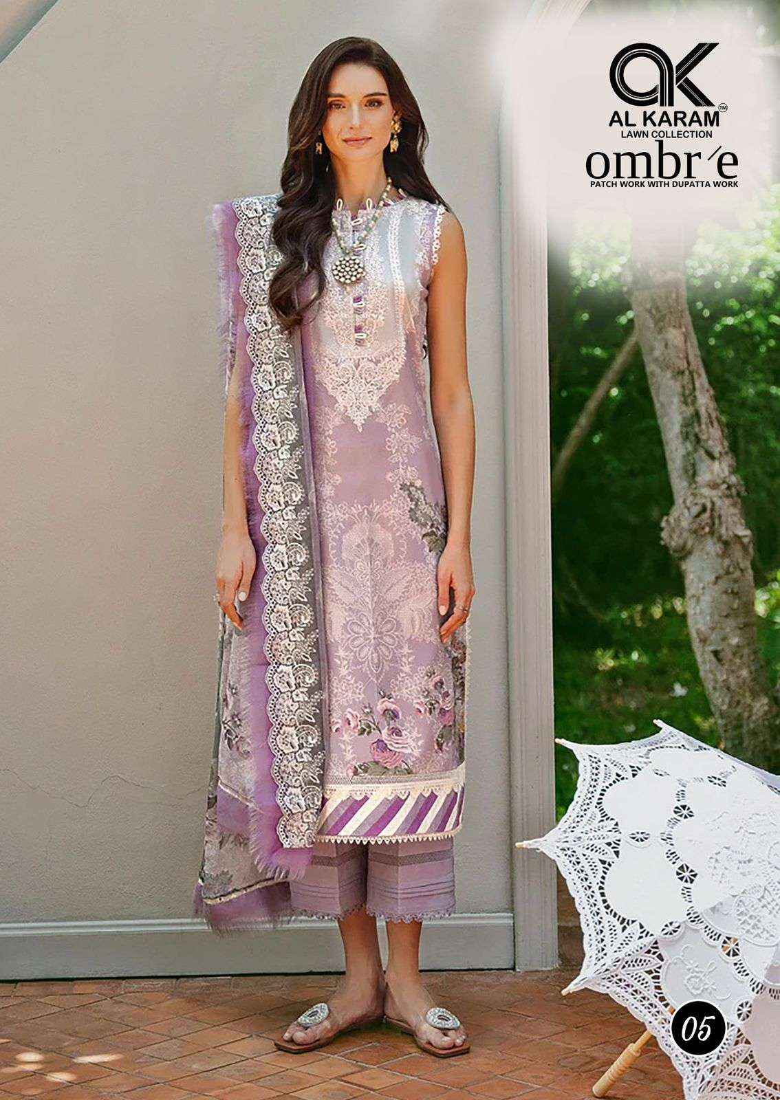 Al Karam Ombre Lawn Cotton Dress Material 6 pcs Catalogue
