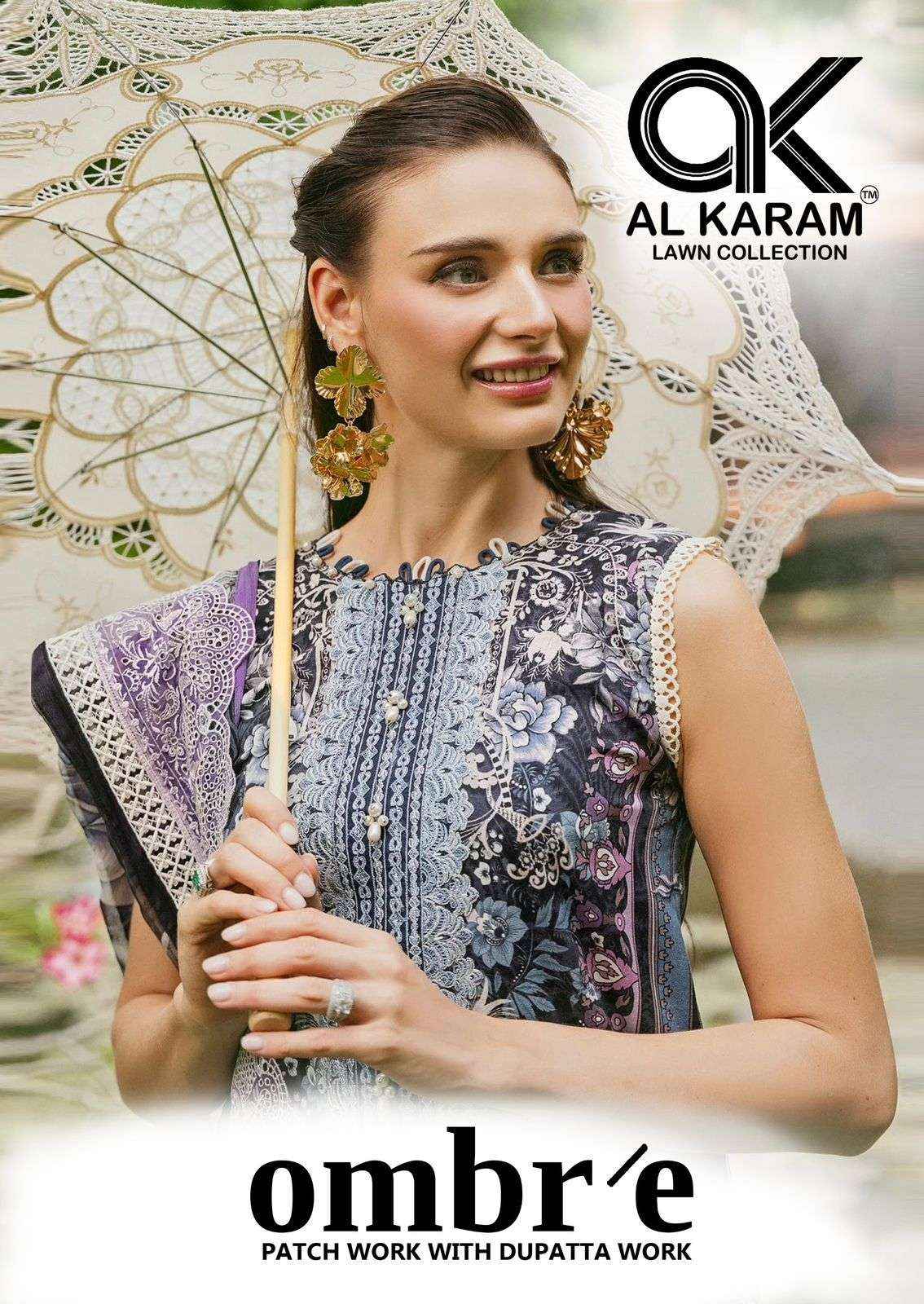 Al Karam Ombre Lawn Cotton Dress Material 6 pcs Catalogue