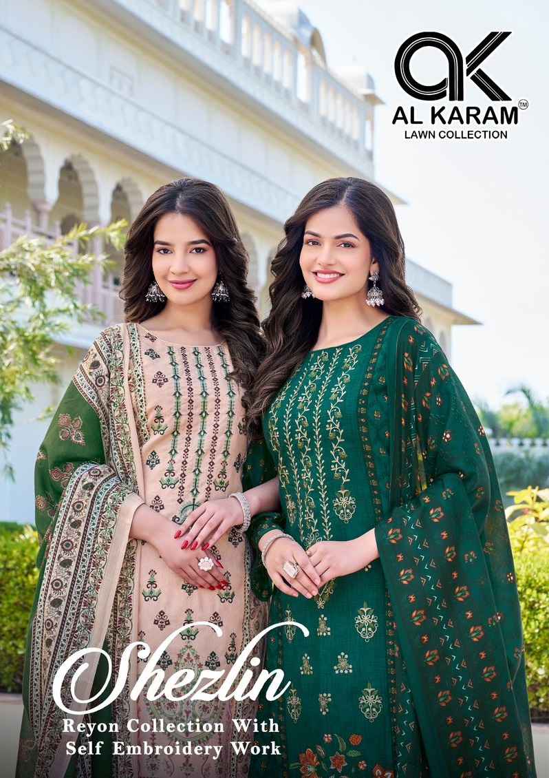 Al Karam Shezlin Reyon cotton Dress Material 6 pcs Catalogue