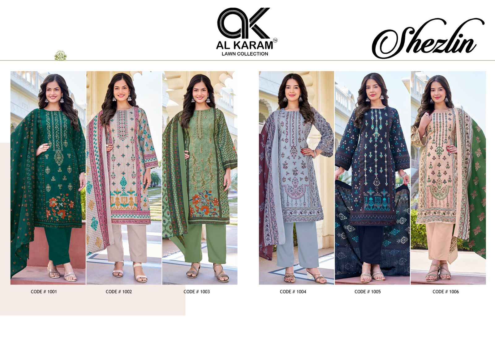 Al Karam Shezlin Reyon cotton Dress Material 6 pcs Catalogue