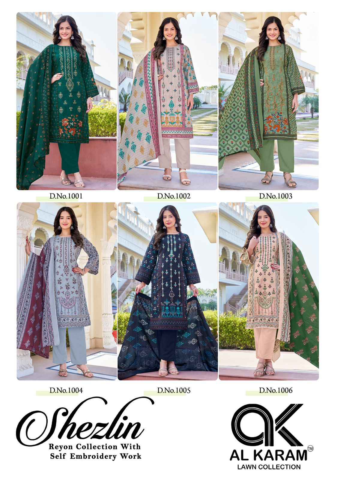 Al Karam Shezlin Reyon cotton Dress Material 6 pcs Catalogue
