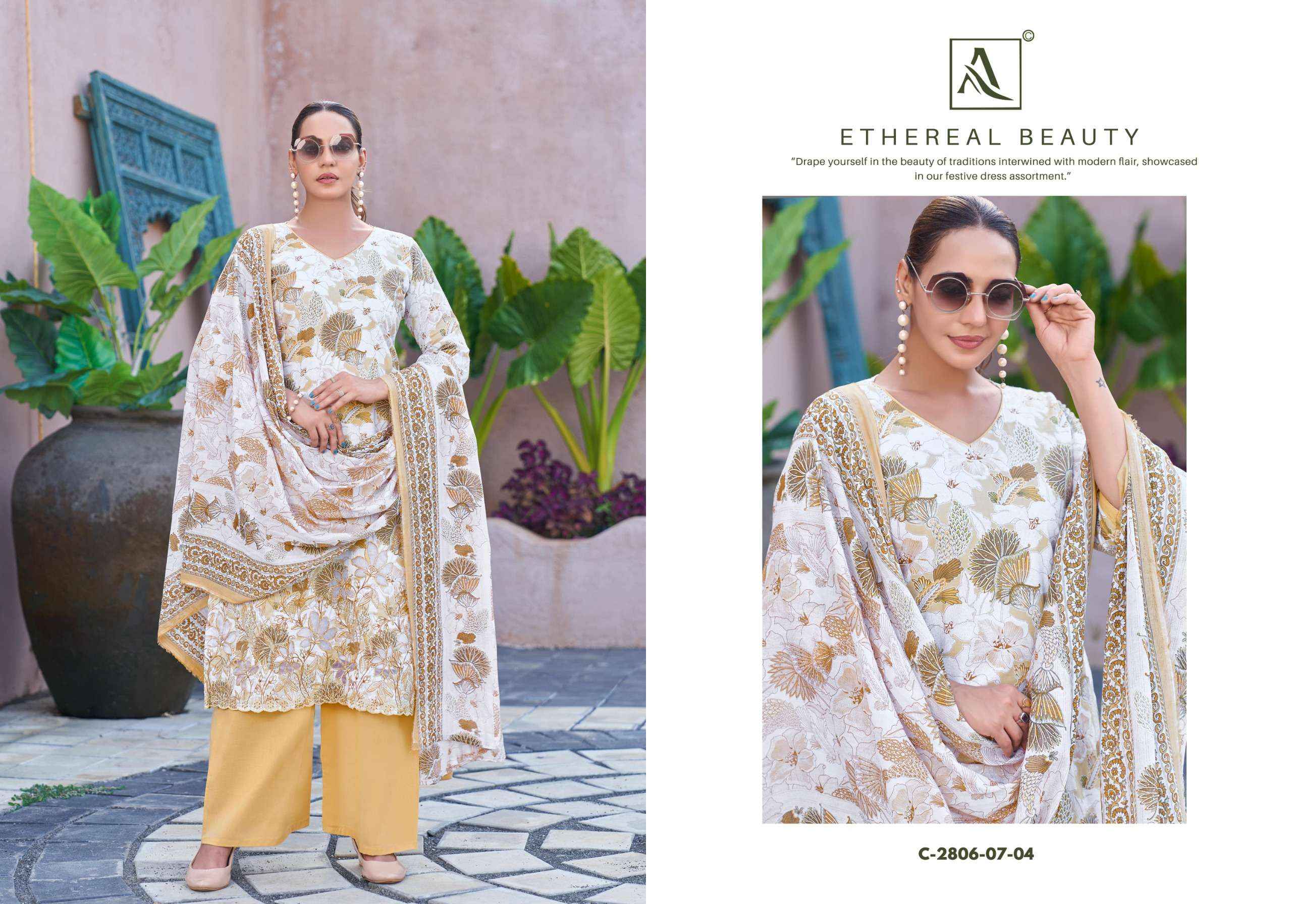 Alok Adeena Cambric Cotton Dress Material 4 pcs Catalogue