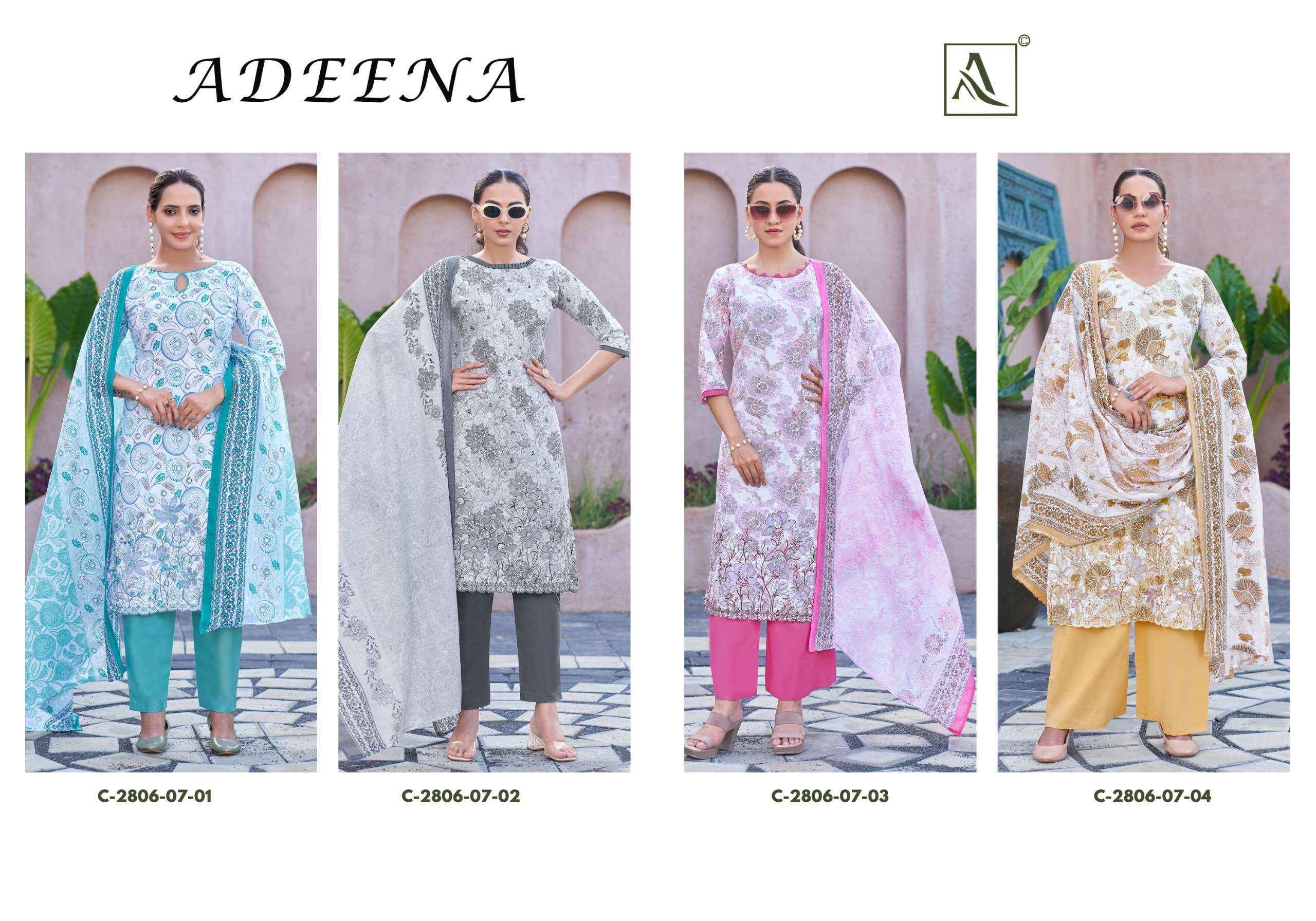 Alok Adeena Cambric Cotton Dress Material 4 pcs Catalogue