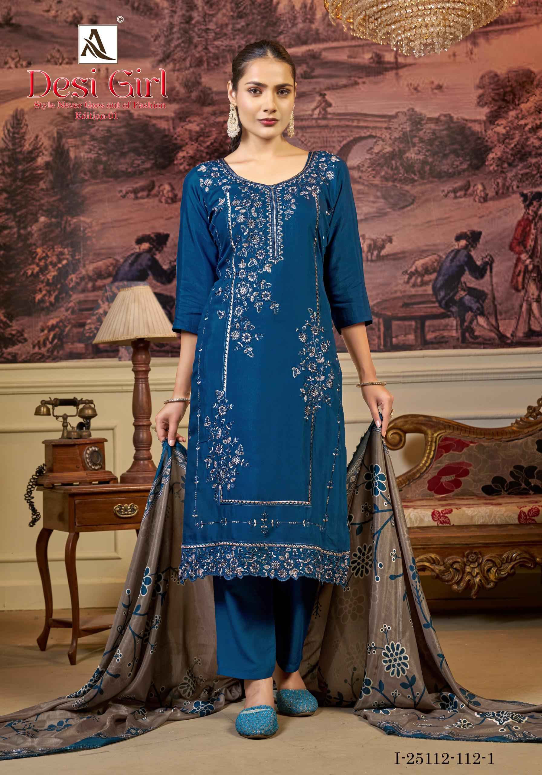 Alok Desi Girl Viscose Maslin Dress Material 4 pcs Catalogue