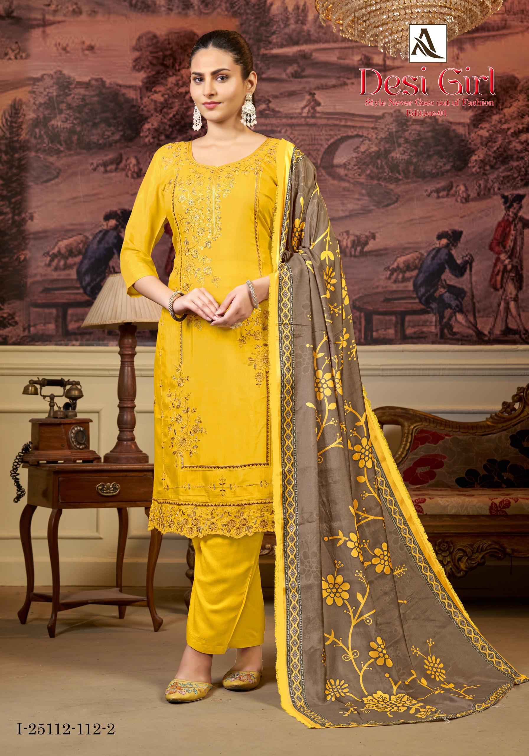 Alok Desi Girl Viscose Maslin Dress Material 4 pcs Catalogue