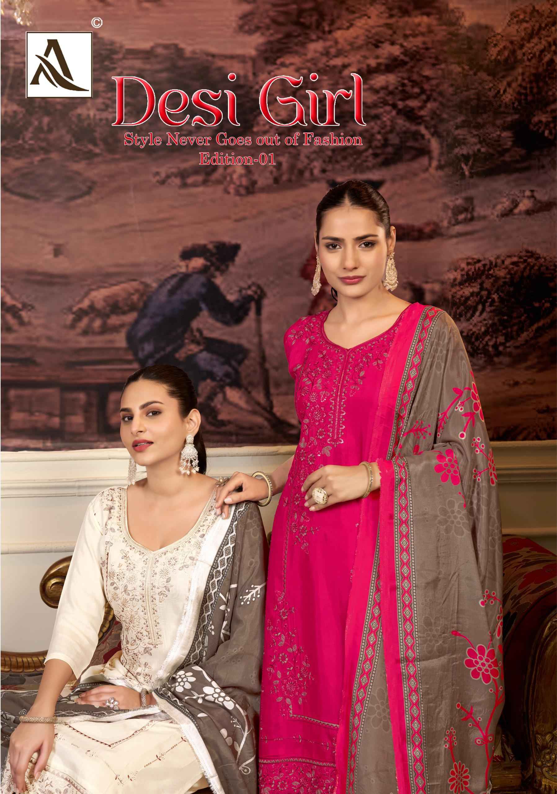 Alok Desi Girl Viscose Maslin Dress Material 4 pcs Catalogue