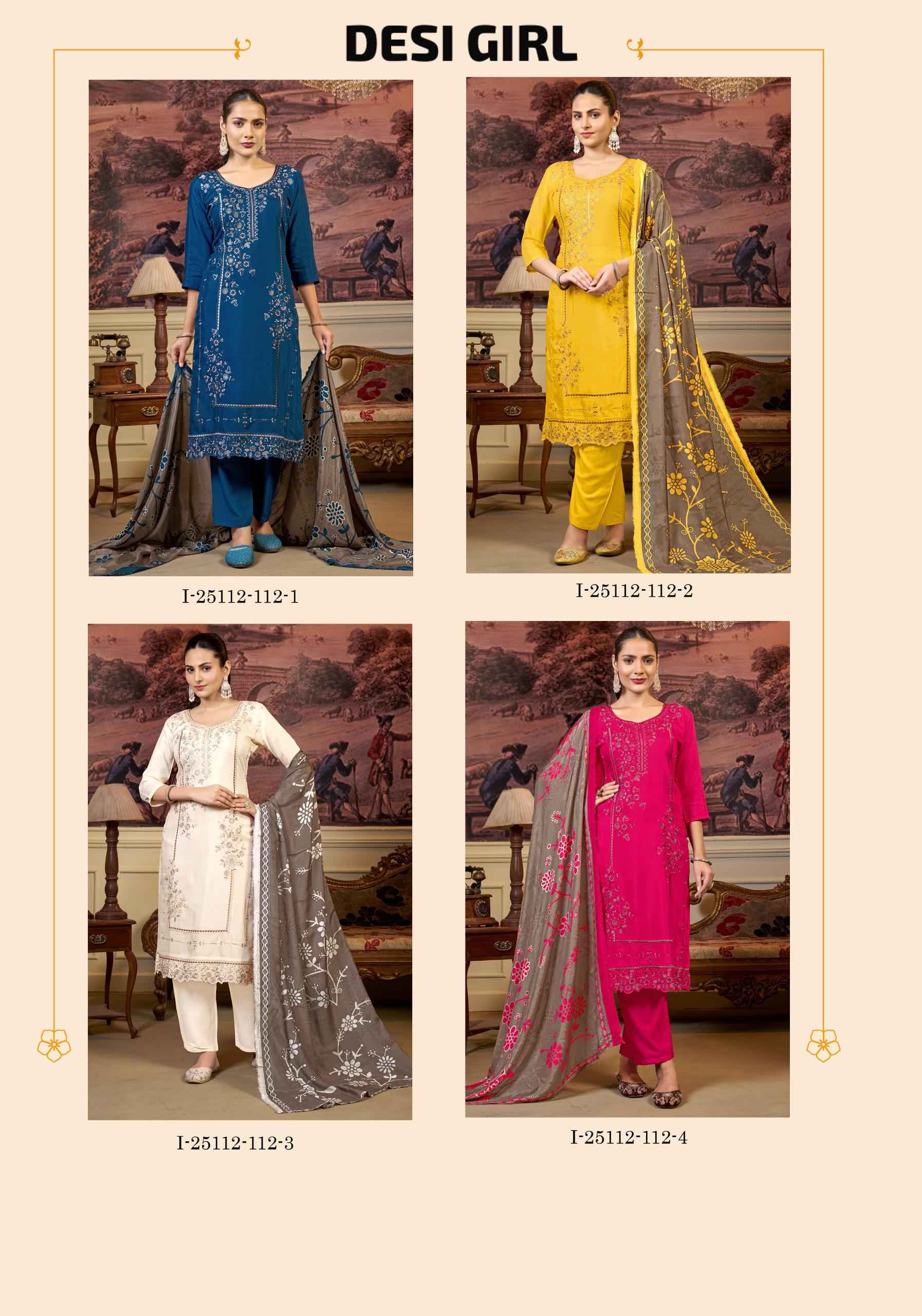 Alok Desi Girl Viscose Maslin Dress Material 4 pcs Catalogue