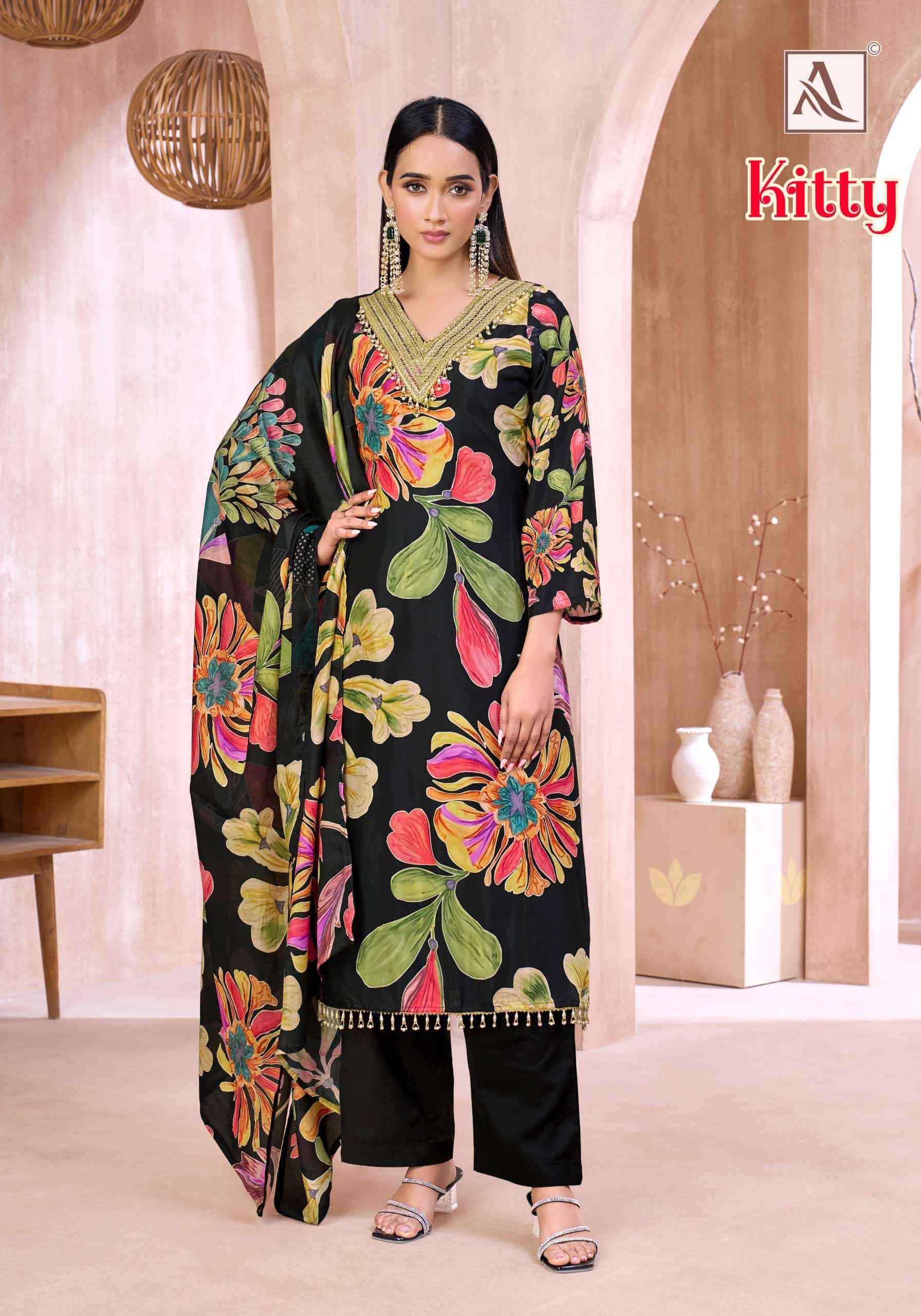 Alok Kitty Viscose Maslin Dress Material 8 pcs Catalogue