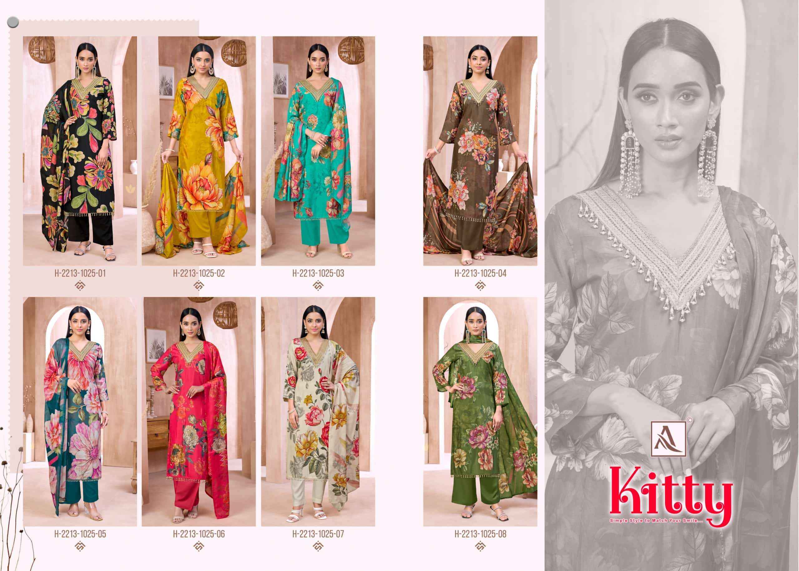 Alok Kitty Viscose Maslin Dress Material 8 pcs Catalogue