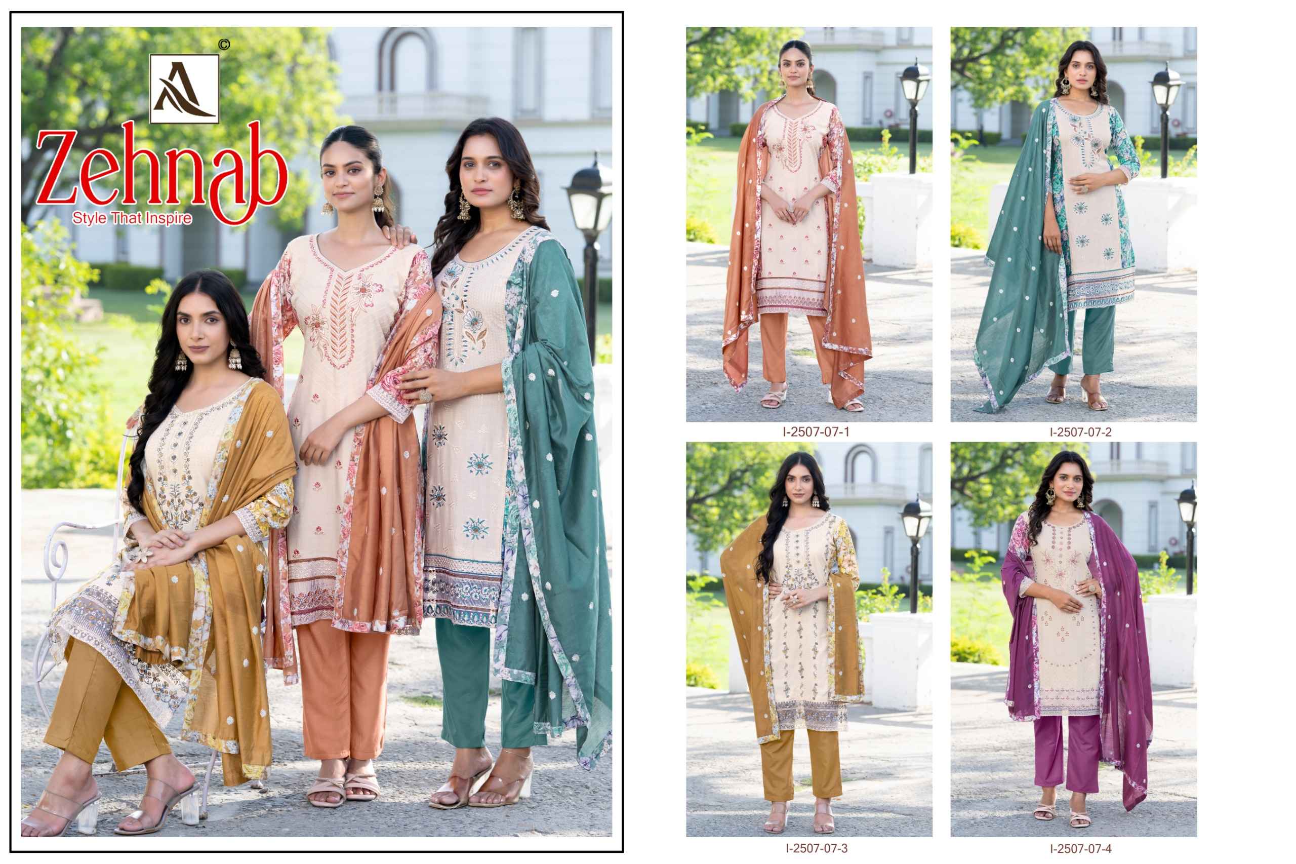 Alok Zehnab Viscose Reyon Dress Material 4 pcs Catalogue