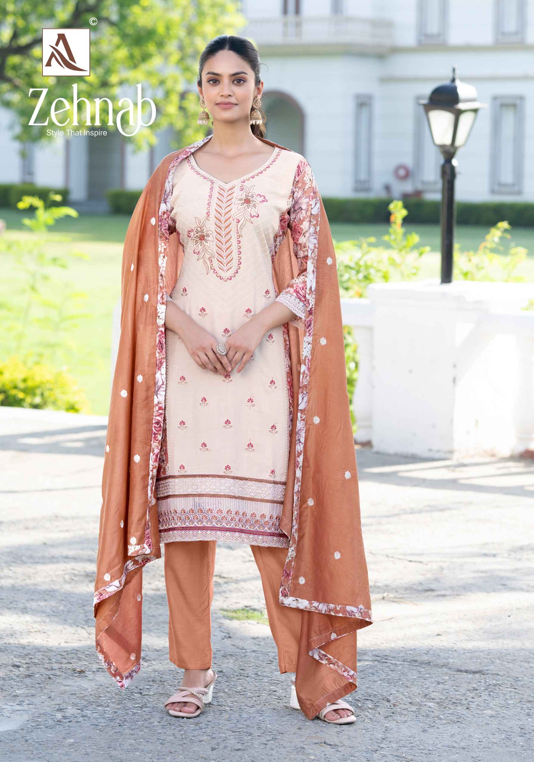 Alok Zehnab Viscose Reyon Dress Material 4 pcs Catalogue