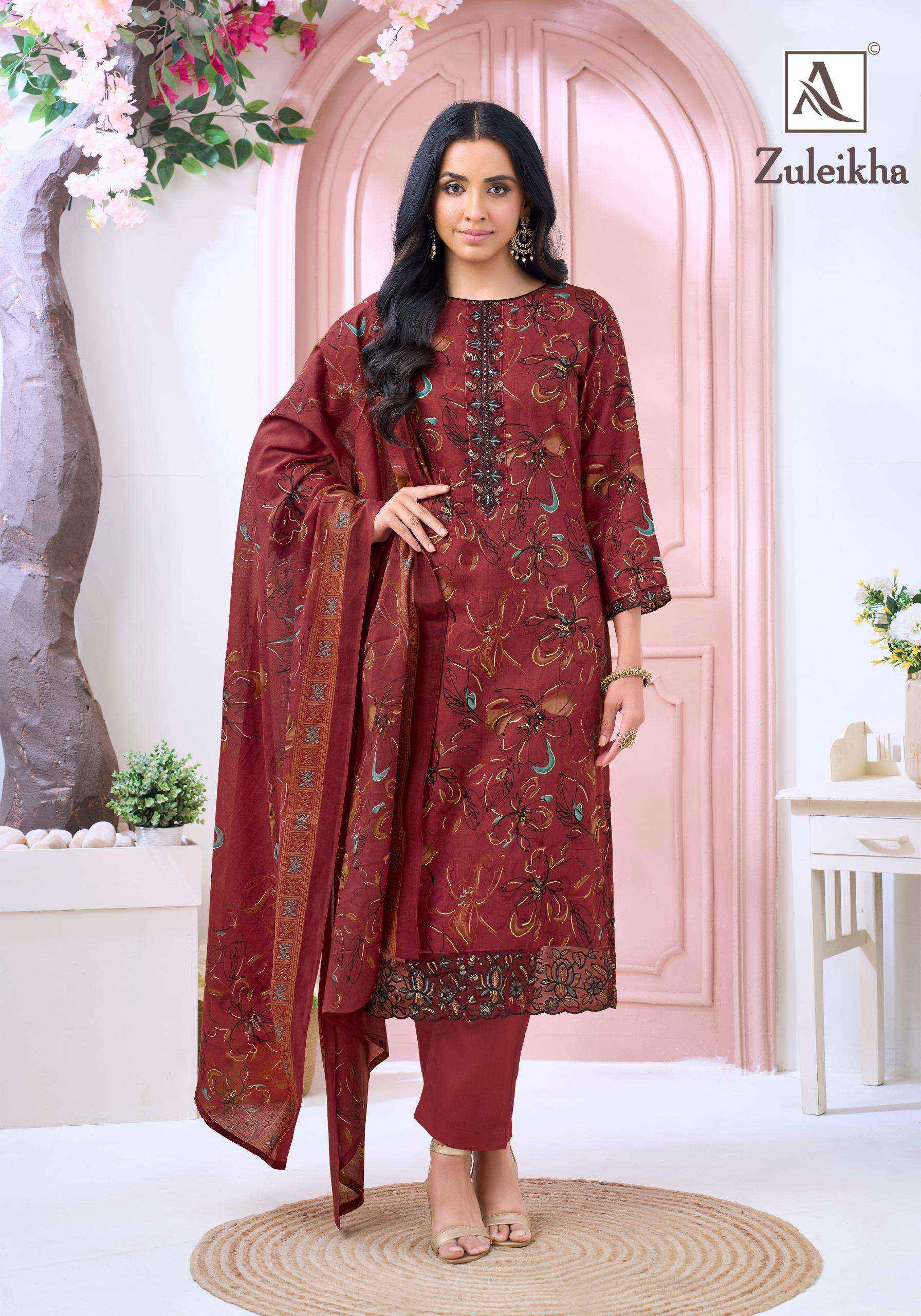 Alok Zuleikha Jam Cotton Dress Material Wholesale Ladies Suits