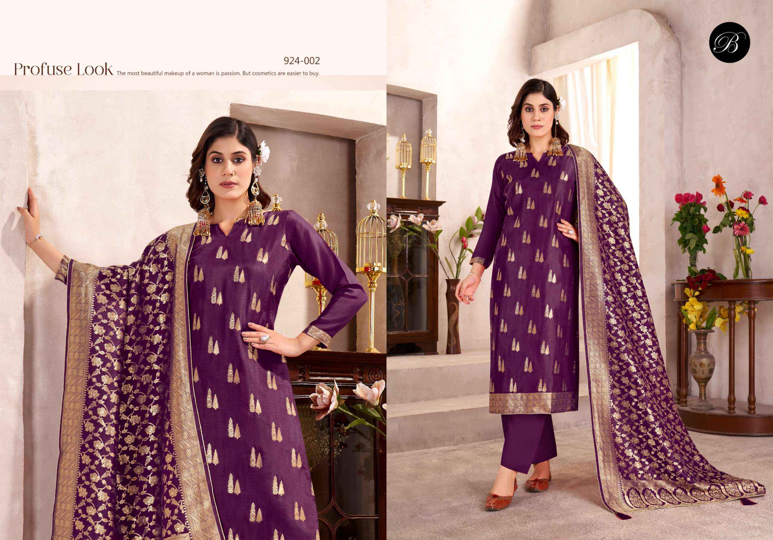 Belliza Zariya Silk Jacquard Dress Material 4 pcs Cataloge