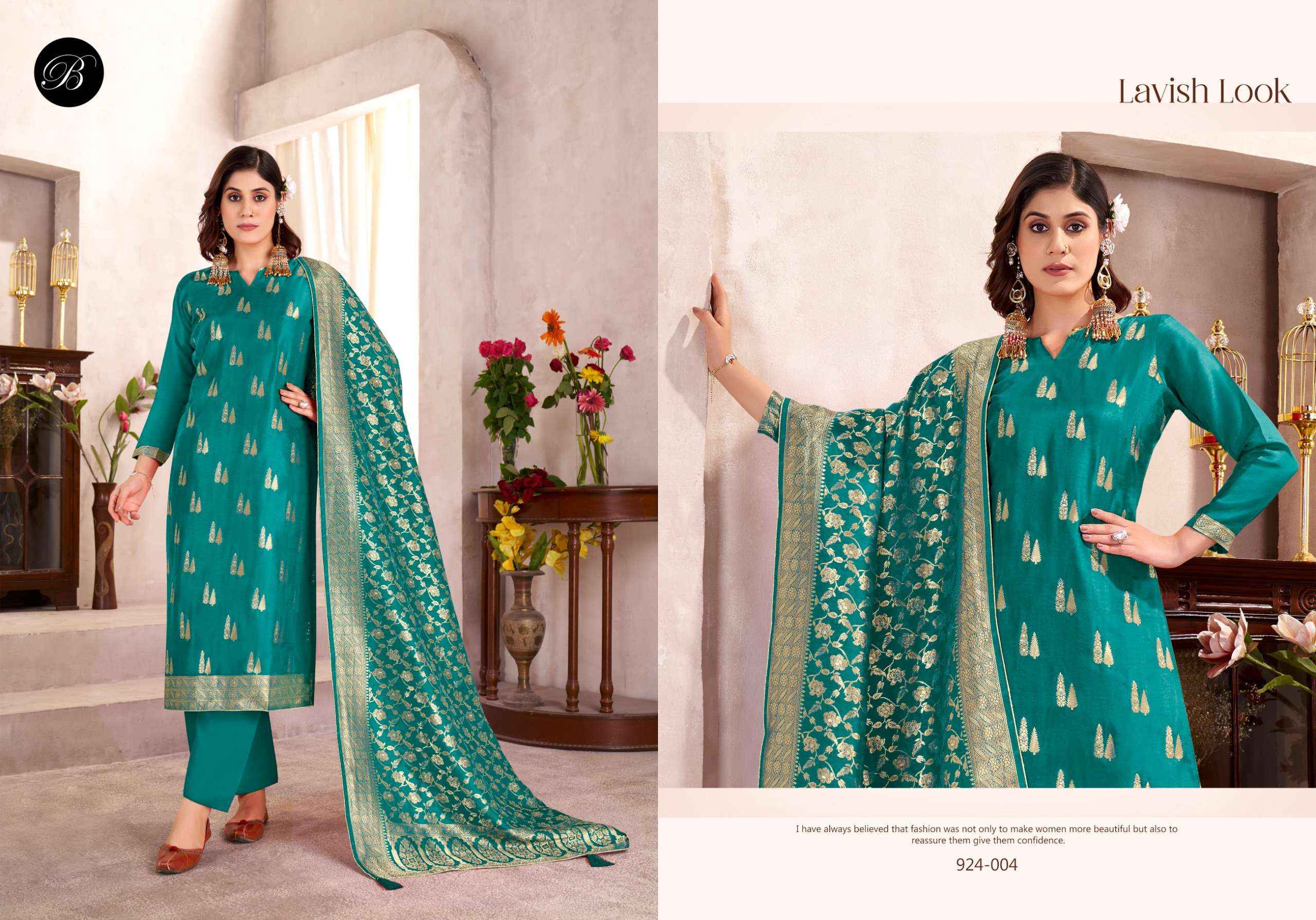 Belliza Zariya Silk Jacquard Dress Material 4 pcs Cataloge