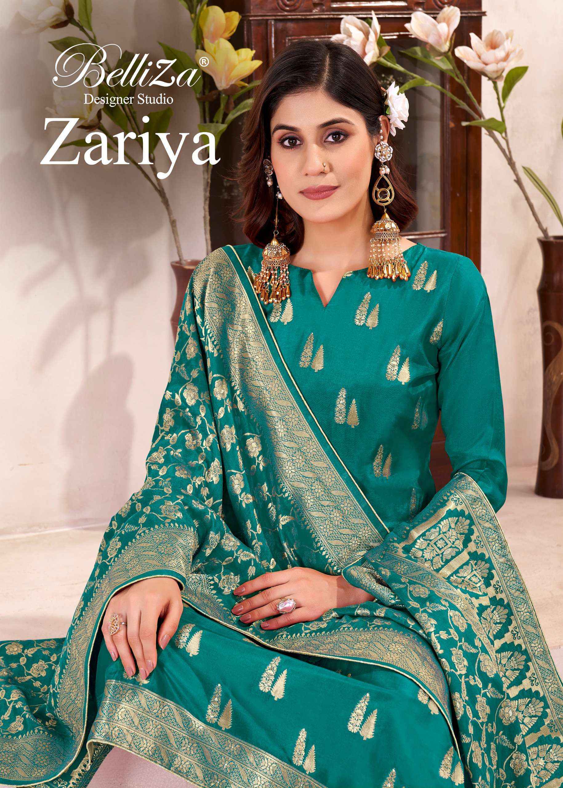 Belliza Zariya Silk Jacquard Dress Material 4 pcs Cataloge