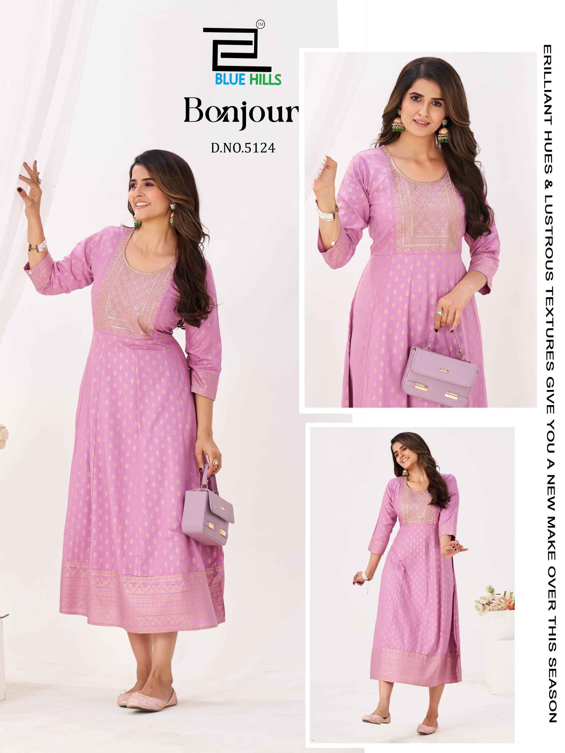 Blue Hills Bonjour Anarkali Rayon Kurti 6 pcs Catalogue