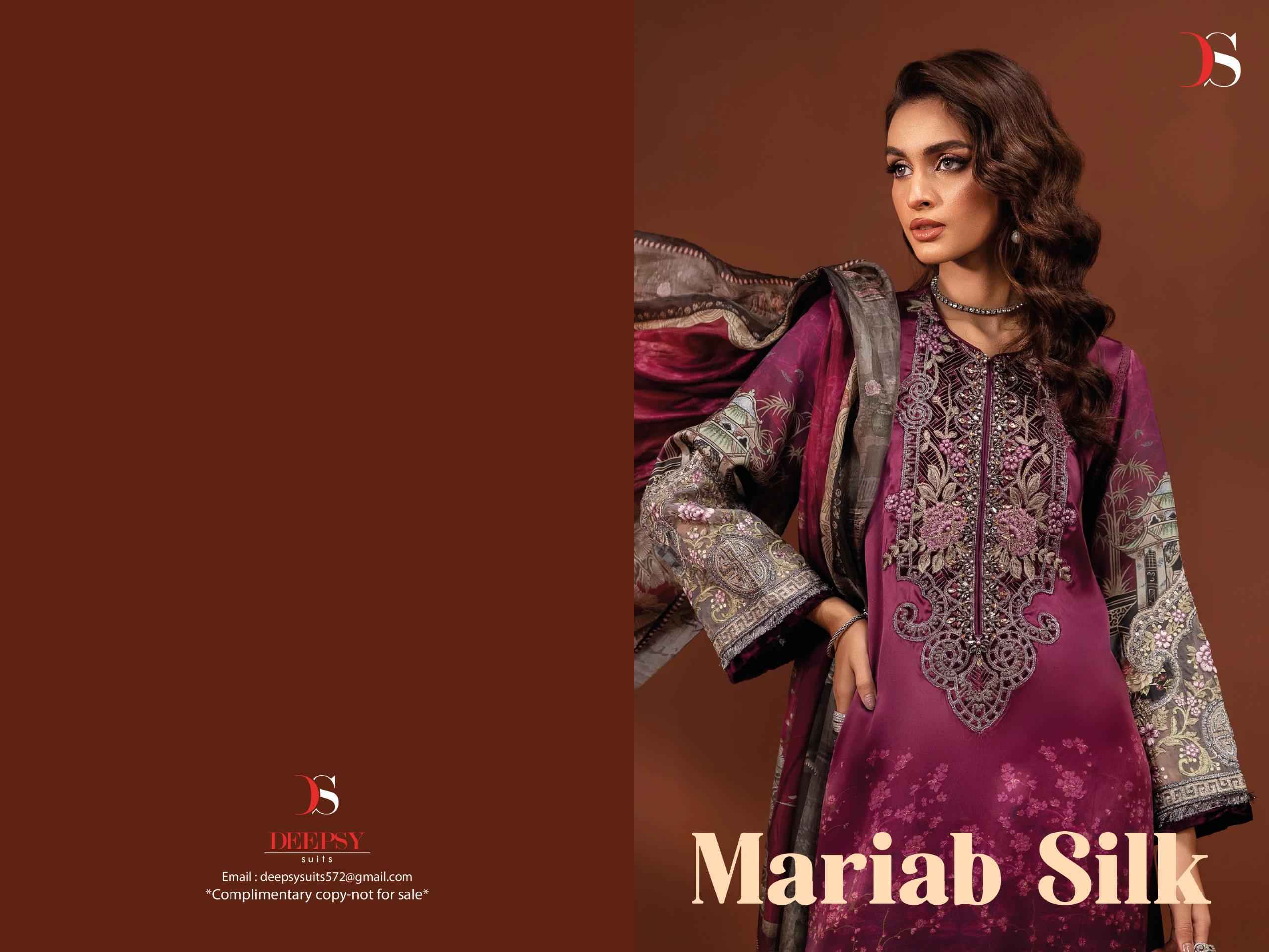 Deepsy Mariab Silk Japan Satin silk Dress Material 4 pcs Catalogue