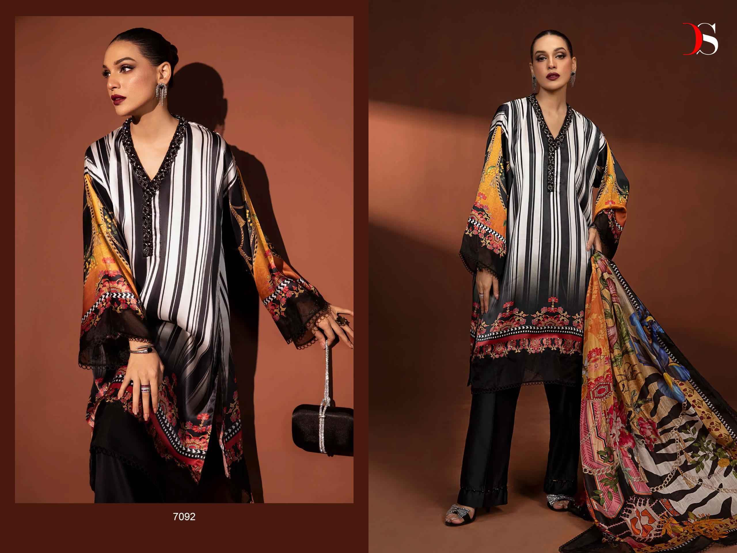 Deepsy Mariab Silk Japan Satin silk Dress Material 4 pcs Catalogue