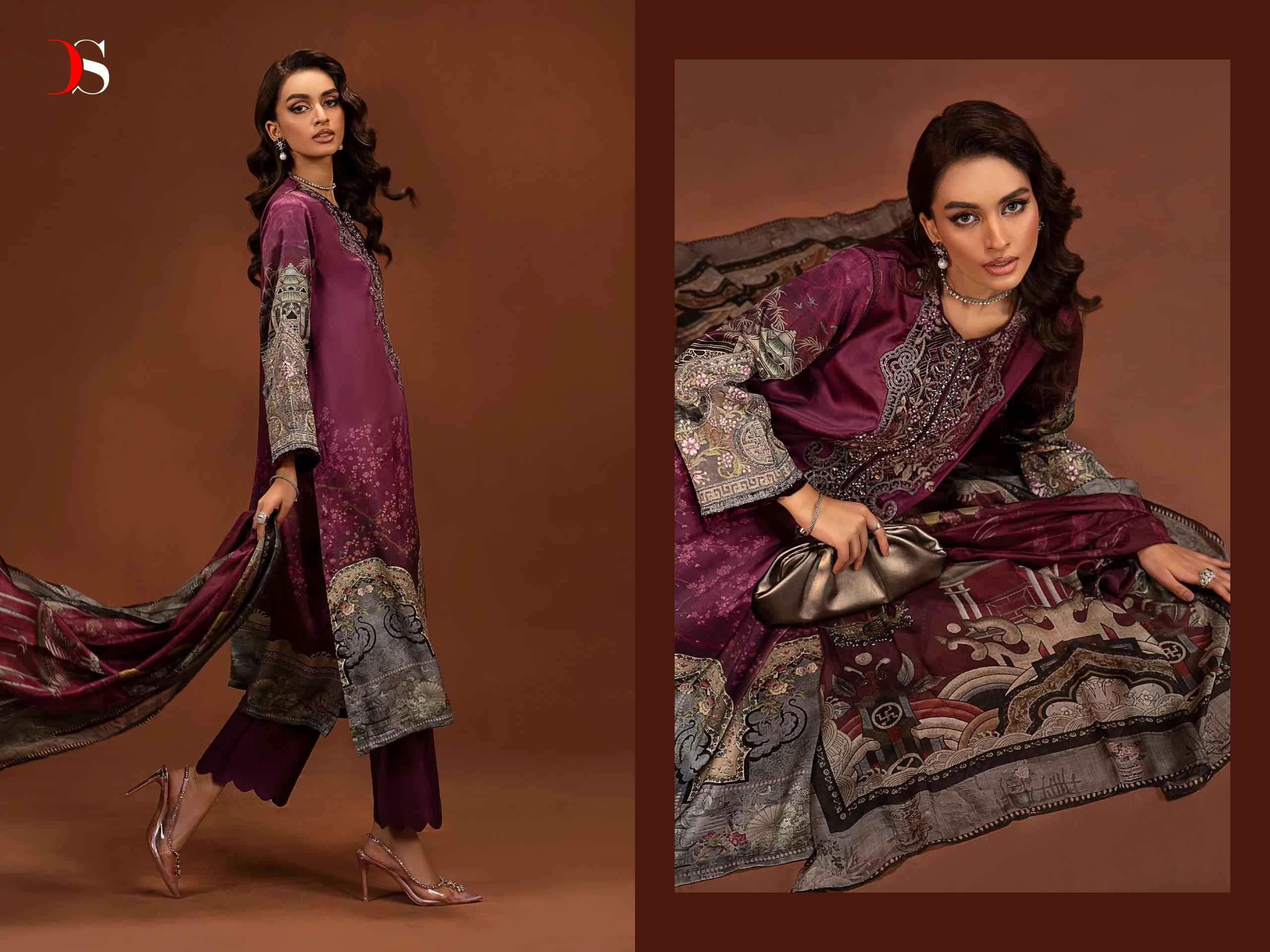 Deepsy Mariab Silk Japan Satin silk Dress Material 4 pcs Catalogue