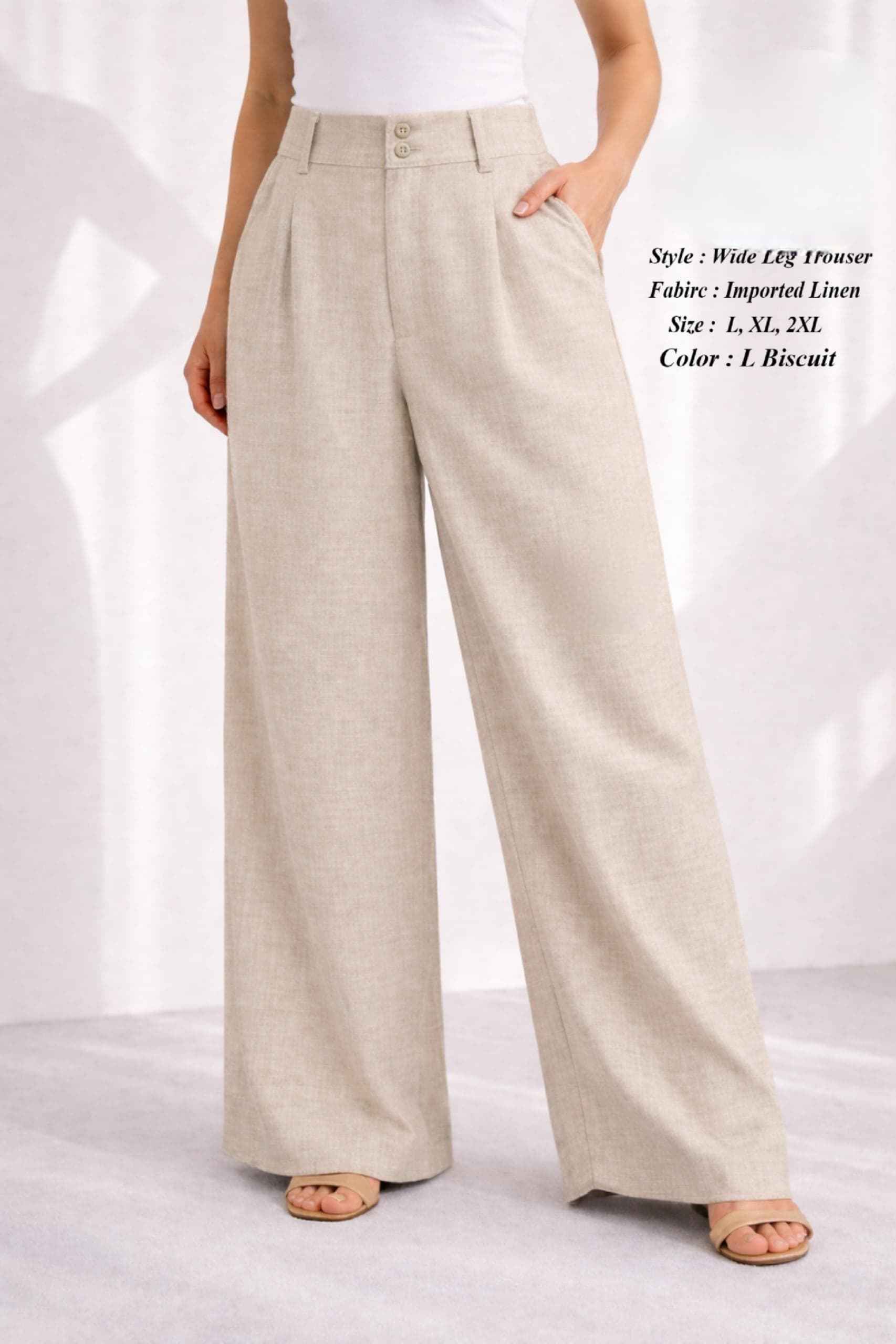 Fab Firki 01 Cotton Linen High-Waist Wide Leg Trouser 7 Pc Catalouge