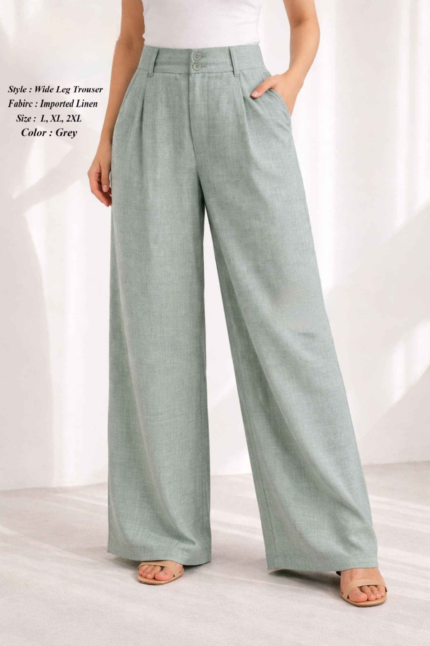 Fab Firki 01 Cotton Linen High-Waist Wide Leg Trouser 7 Pc Catalouge