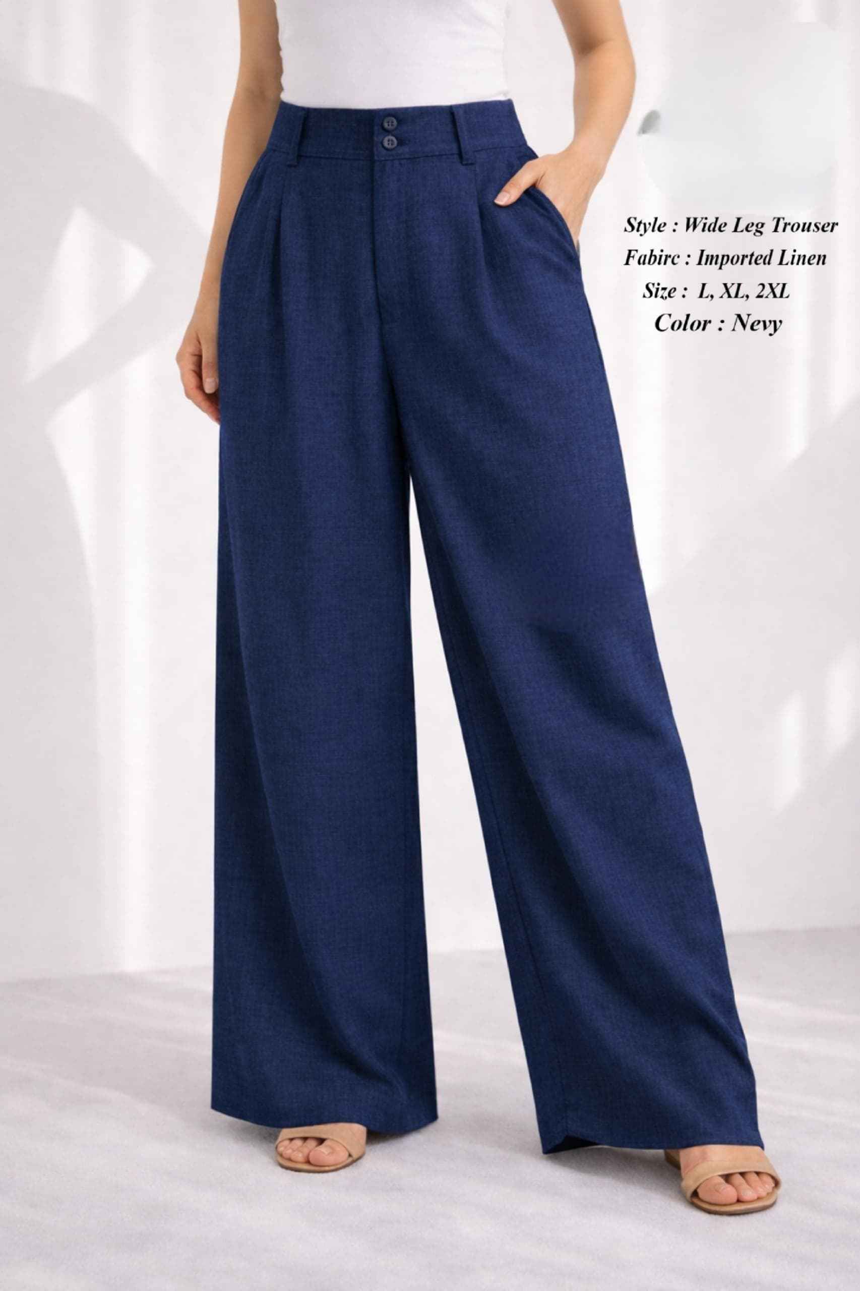 Fab Firki 01 Cotton Linen High-Waist Wide Leg Trouser 7 Pc Catalouge
