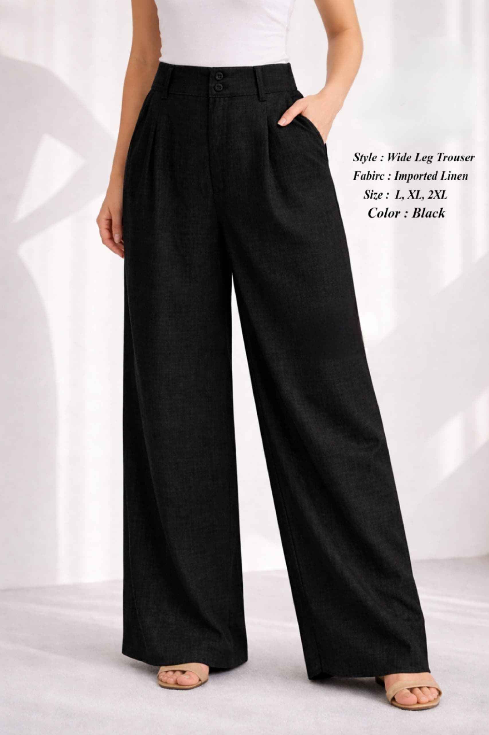 Fab Firki 01 Cotton Linen High-Waist Wide Leg Trouser 7 Pc Catalouge