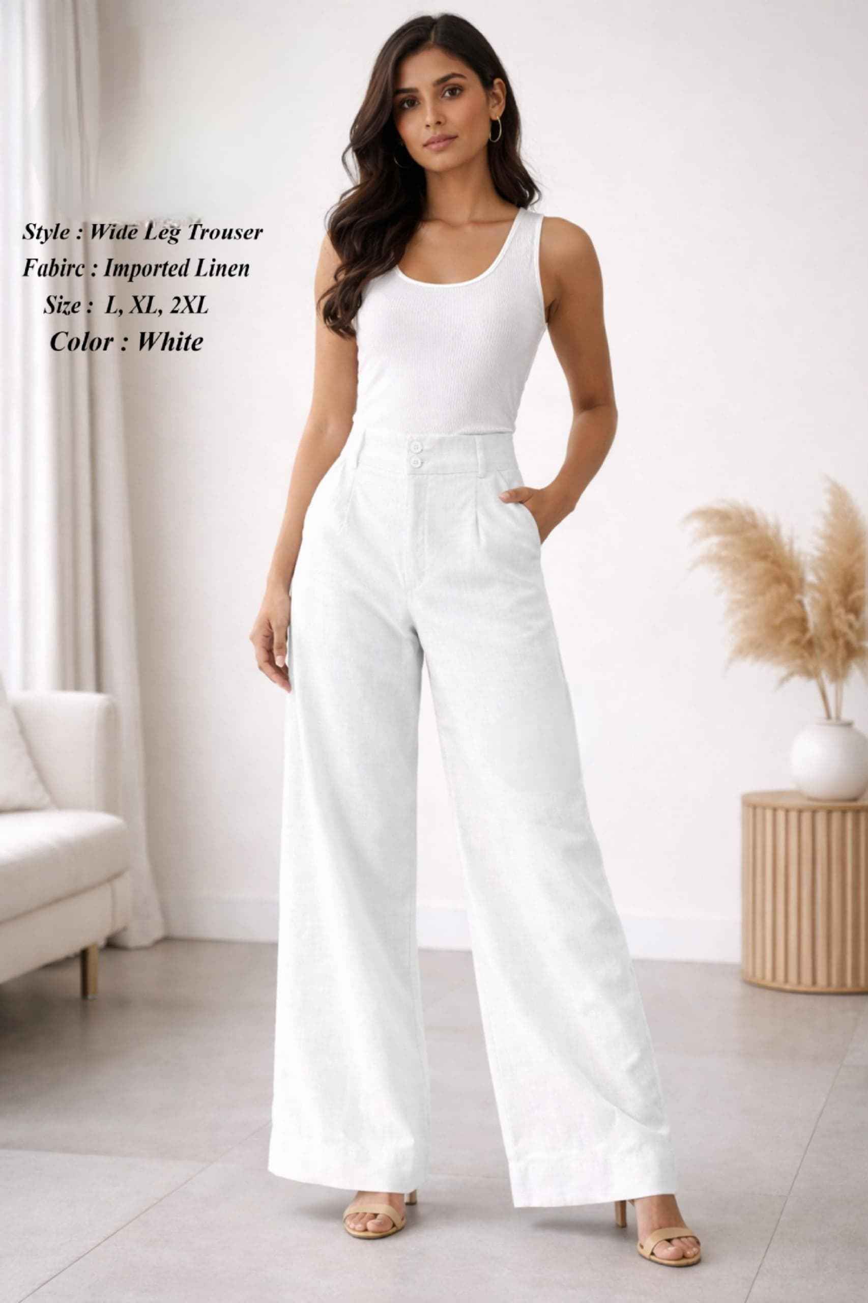 Fab Firki 01 Cotton Linen High-Waist Wide Leg Trouser 7 Pc Catalouge