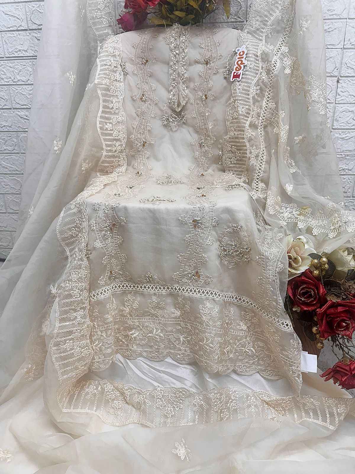 Fepic Rosemeen C 1983 Organza Dress Material 4 pcs Catalogue