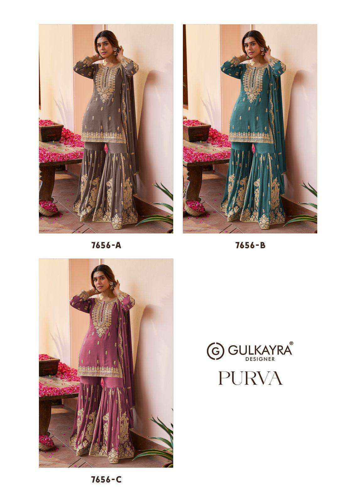 Gulkayra Designer Purva Readymade Chinon Dress 3 Pc Catalouge