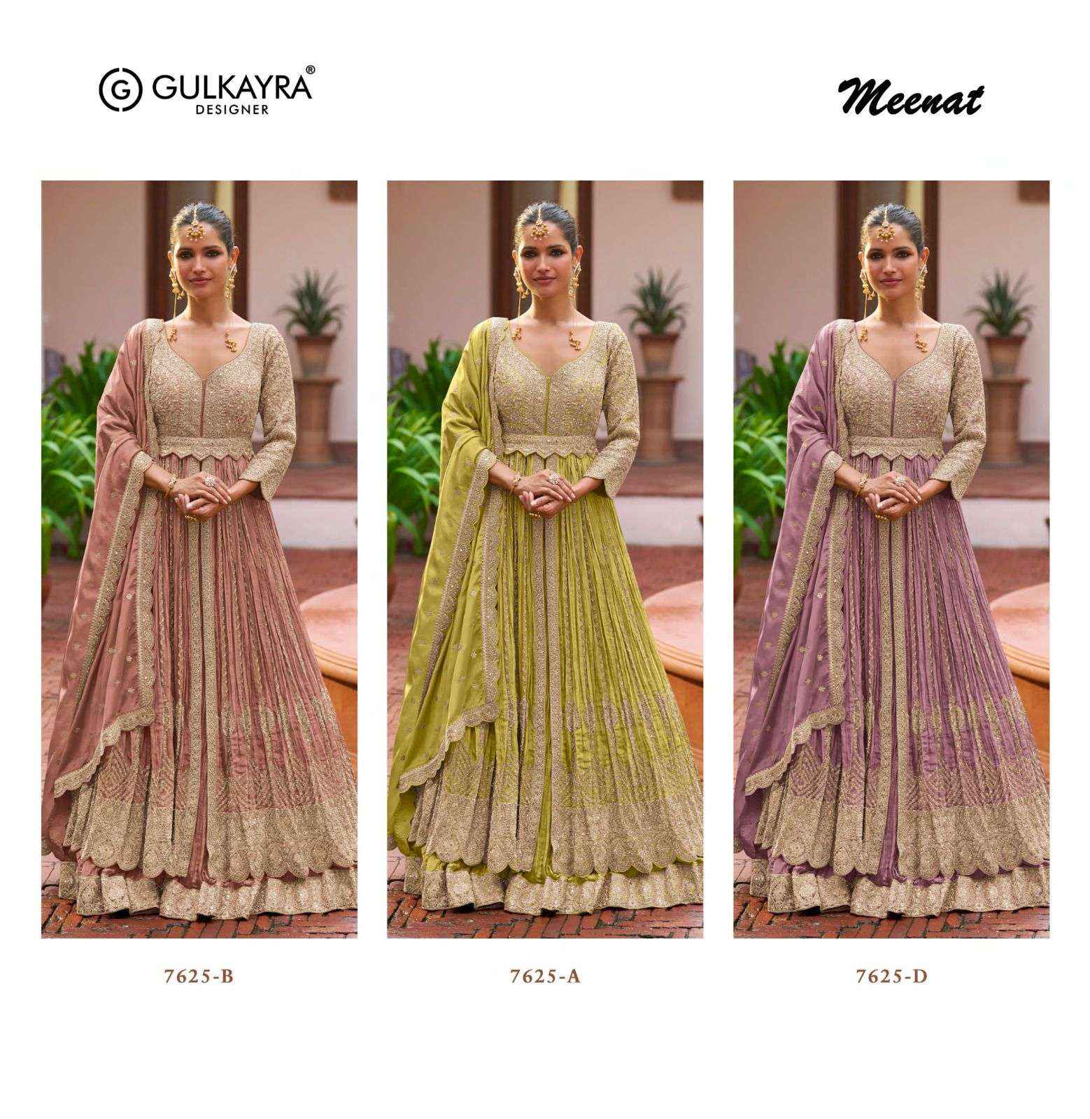 Gulkayra Meenat Readymade Chinon Dress 3 Pcs Catalouge