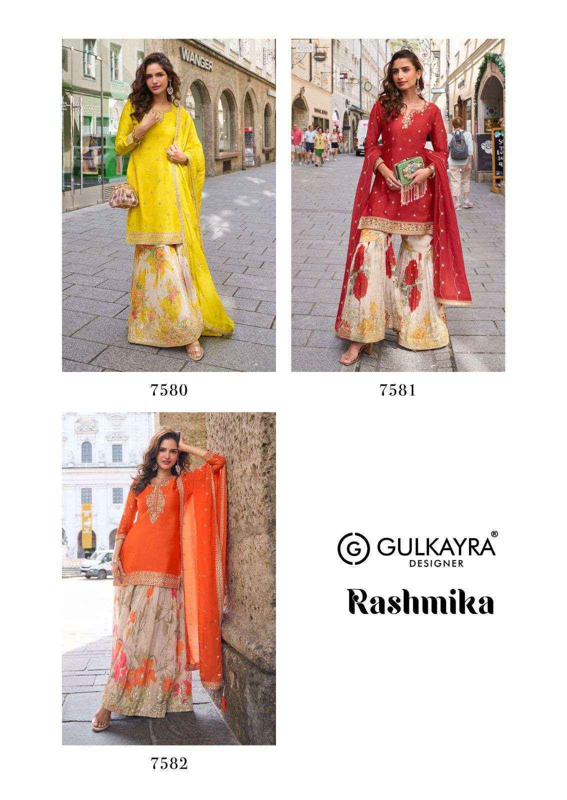 Gulkayra Rashmika Readymade Chinon Dress 3 Pcs Catalouge