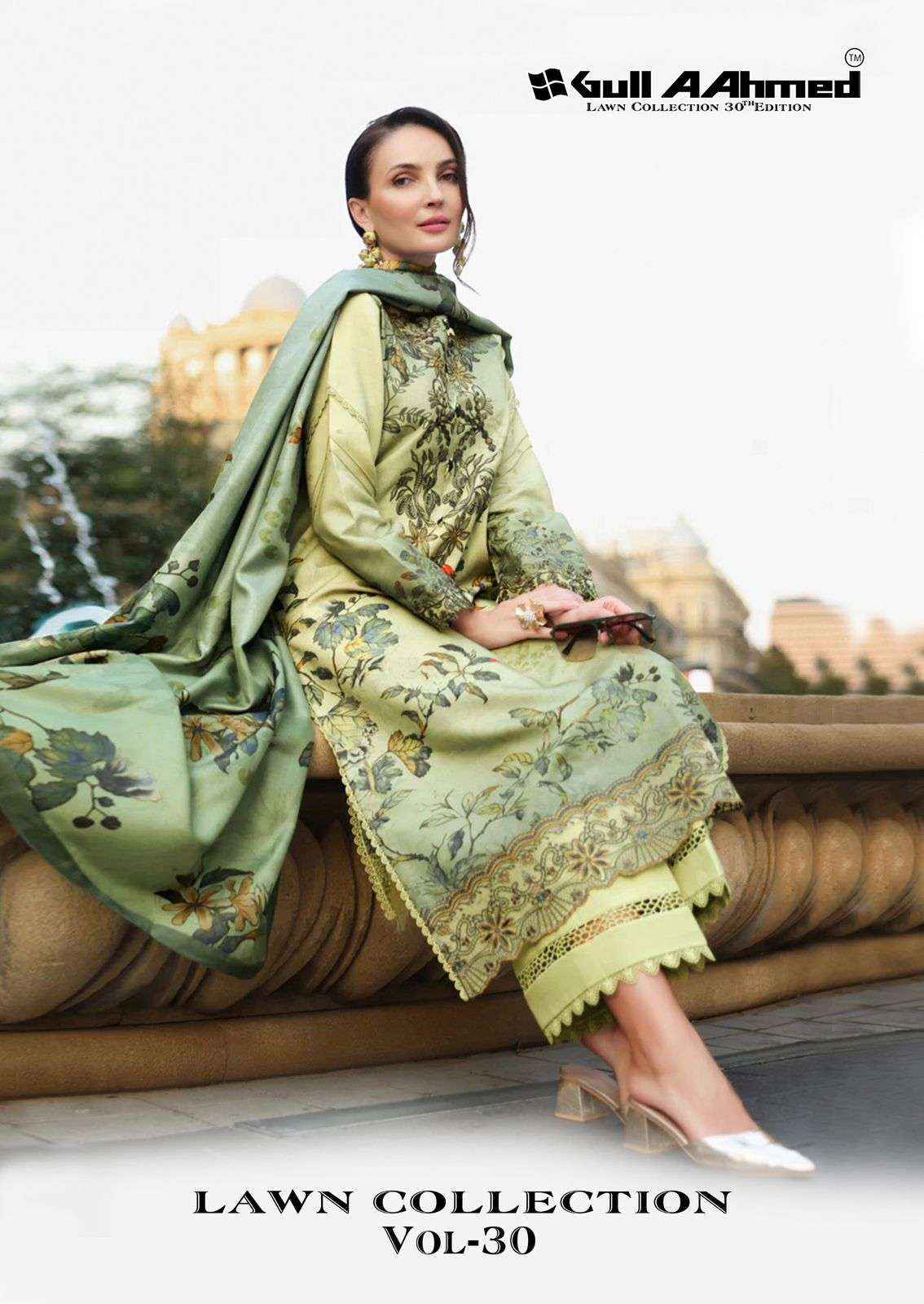 Gull Ahmed Lawn Collection Vol 30 Cambric Cotton Dress Material 6 Pc Catalouge