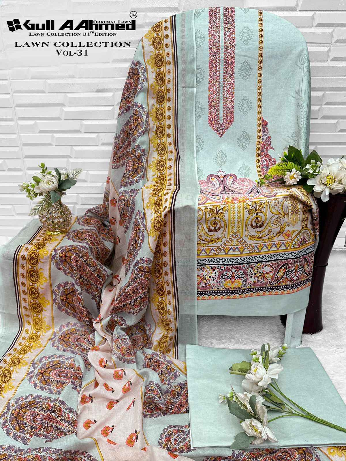 Gull Ahmed Lawn Collection Vol 31 Cambric Cotton Dress Material 6 Pc Catalouge