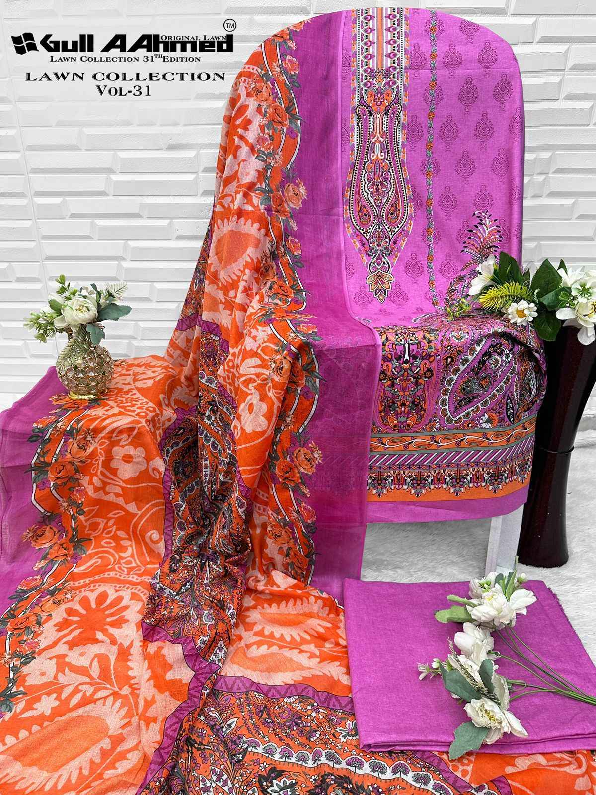 Gull Ahmed Lawn Collection Vol 31 Cambric Cotton Dress Material 6 Pc Catalouge