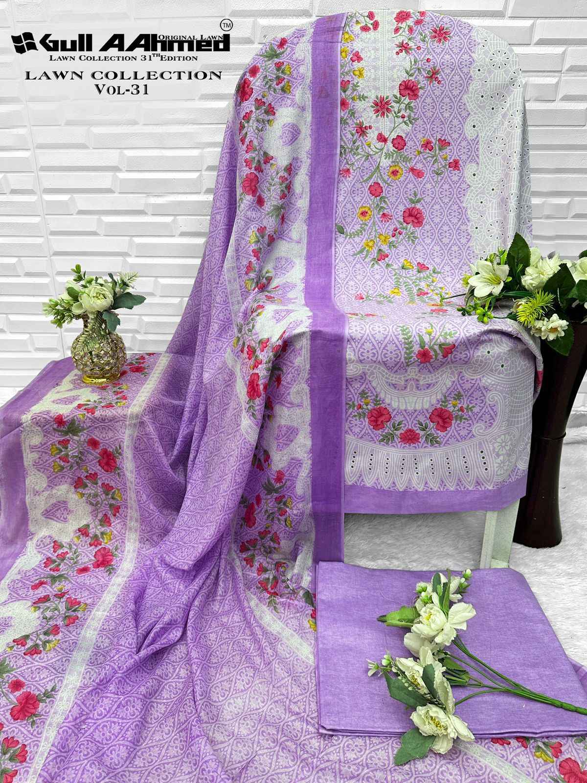 Gull Ahmed Lawn Collection Vol 31 Cambric Cotton Dress Material 6 Pc Catalouge