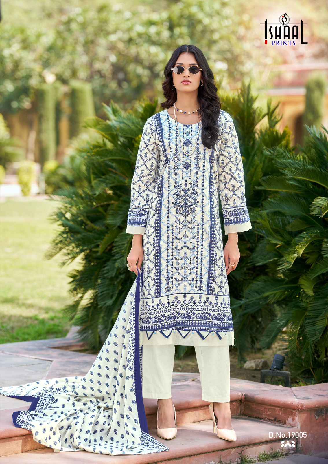 Ishaal Embroidered Vol 19 Lawn Cotton Dress Material 10 pcs Catalogue