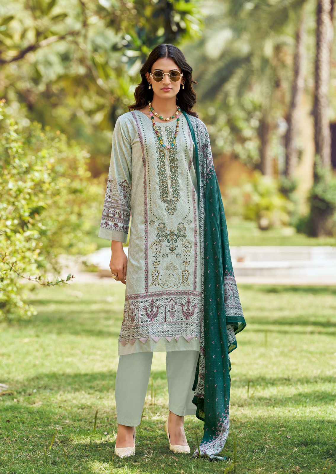 Ishaal Embroidered Vol 19 Lawn Cotton Dress Material 10 pcs Catalogue
